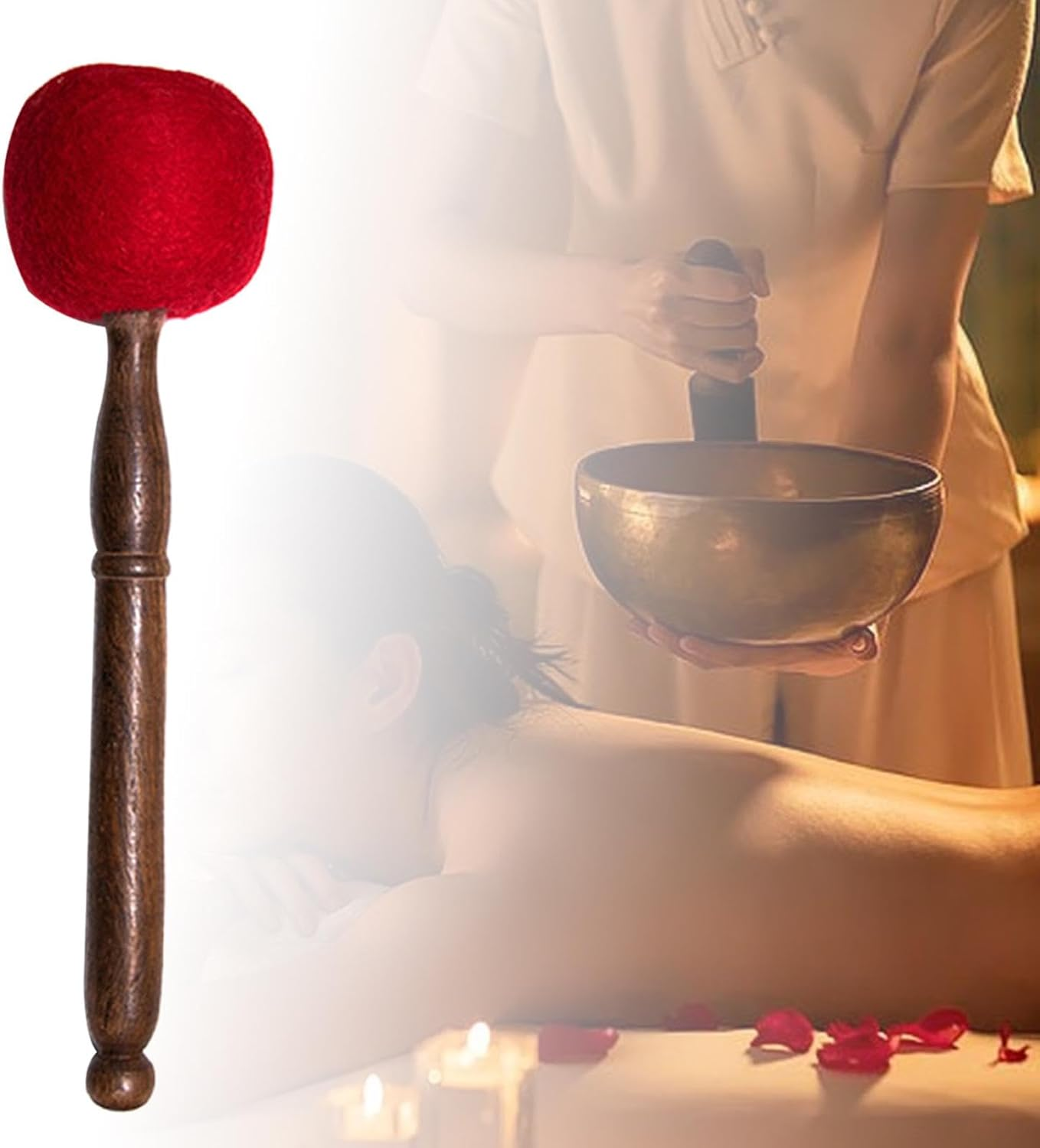 Vaveren Singing Bowl Mallet Tibetan Singing Bowl Wooden Sound Bowl Stick for Meditation, Yoga, Relaxation, Wooden Hammer, S