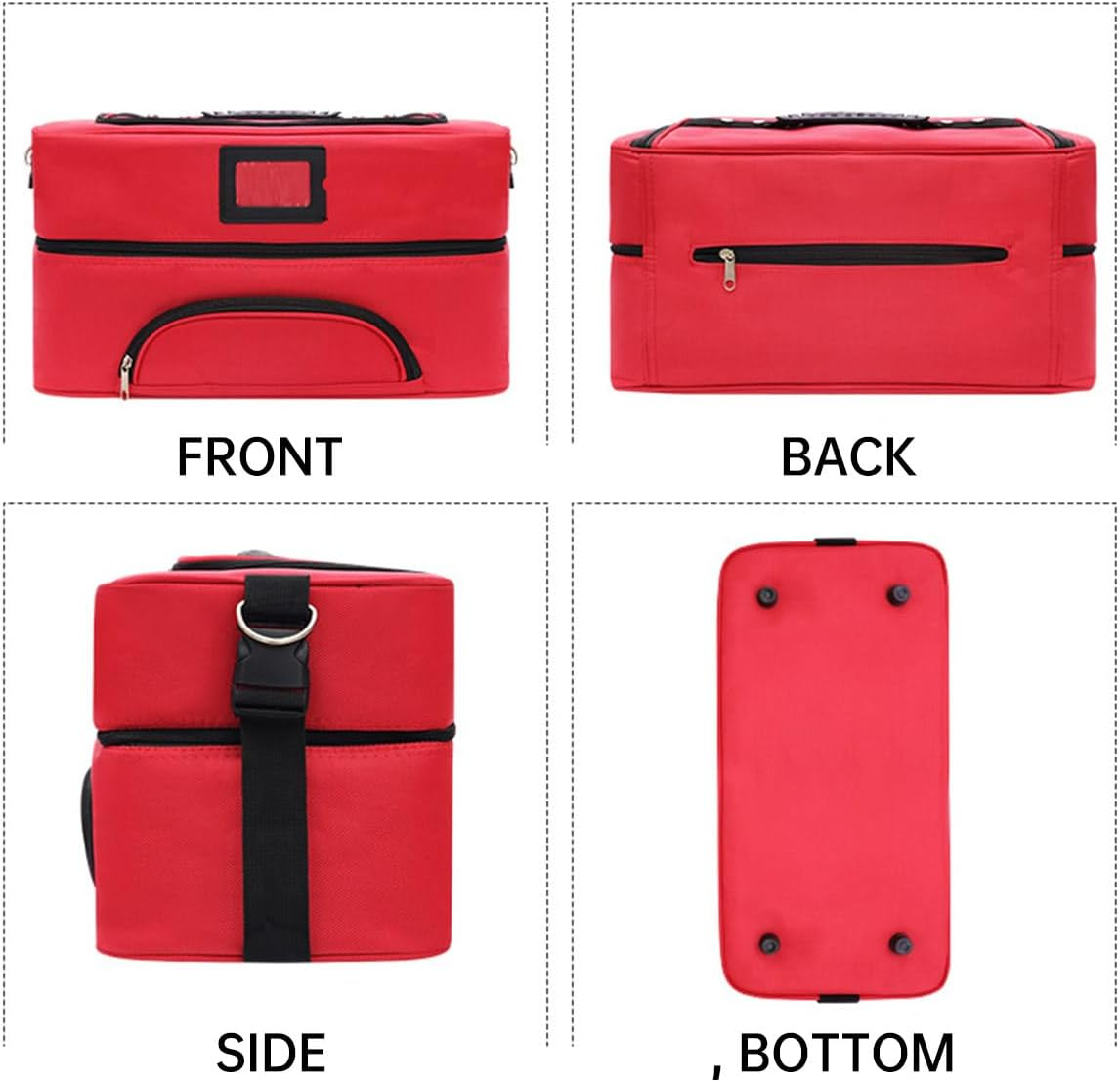 AIMALL Large Capacity Makeup Bag, Portable Multi-Function Crossbody Bag, Multi-Layer Storage Box for Beauty Tools, Durable Red Design image number 2