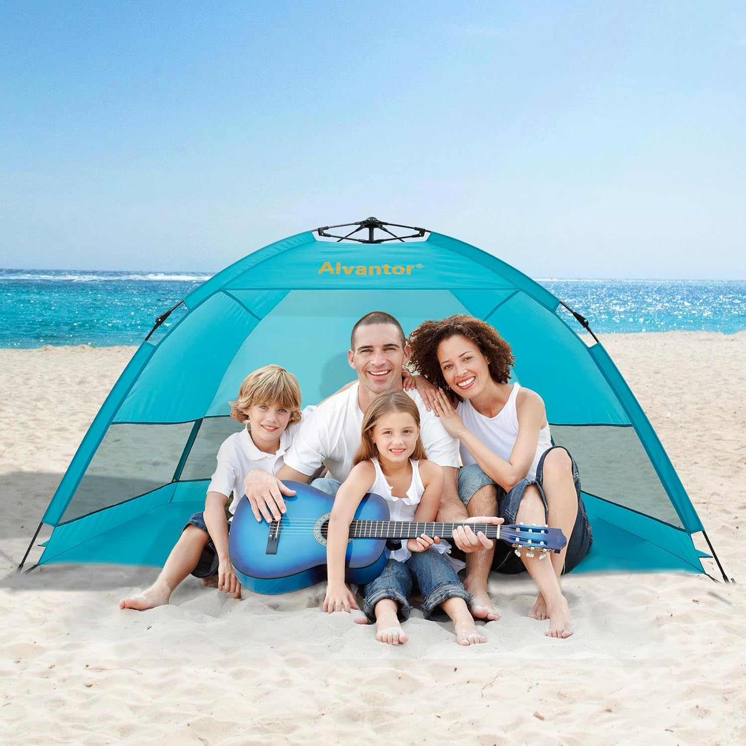Alvantor Beach Tent Coolhut plus Beach Umbrella Sun Shelter Cabana Automatic Pop up UPF 50 Sun Shade Portable Camping Hiking Canopy Easy Set up Light Weight Windproof Stable 2-3 Person image number 6
