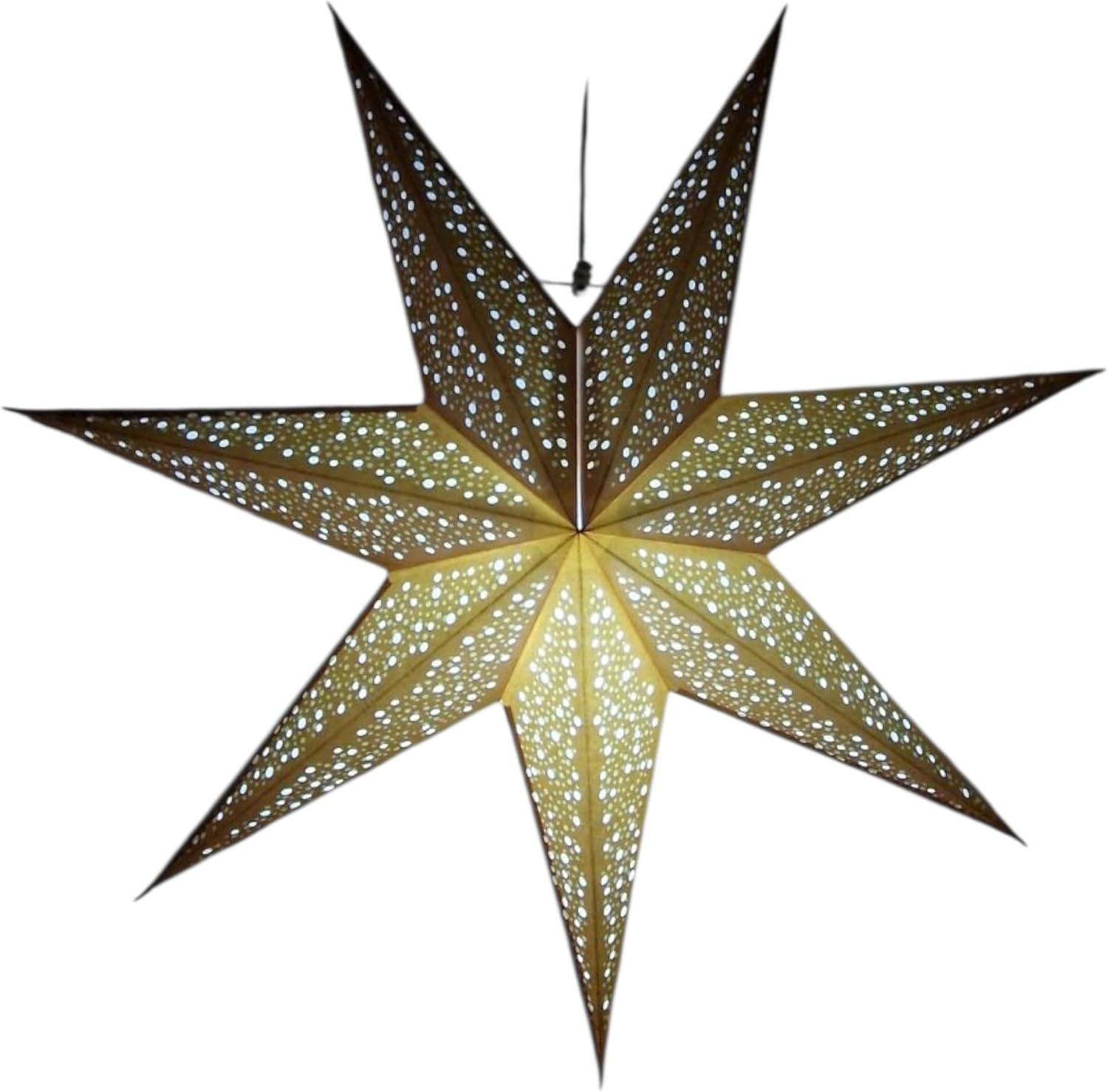 YEPSIO Lantern Lampshade Paper Star Light Shades Large 60Cm Hanging Decorations for Christmas Wedding Home Decoration Birthday Party Foldable 7 Pointed Star (Golden) image number 1