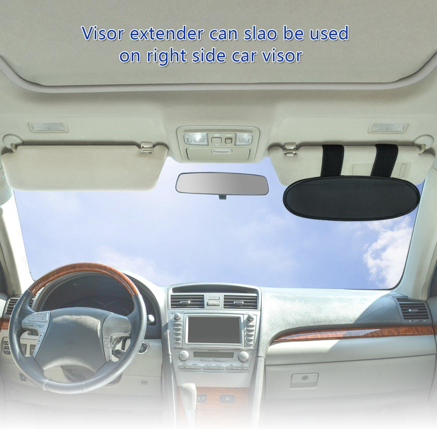 Car Window Sunshade WANPOOL Anti-Glare Anti-Dazzle Vehicle Visor Sunshade Extender Sun Blocker for Cars, Vans and Trucks (Silver) image number 6