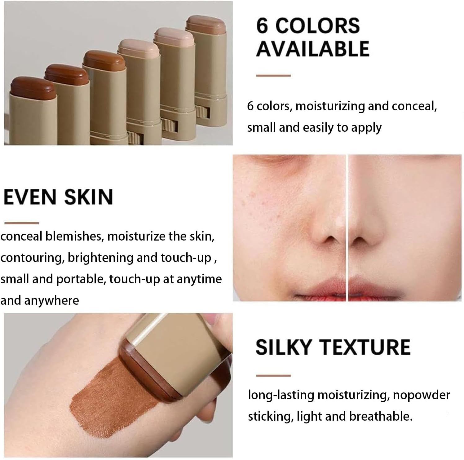 Melambo Skin Tint,Melambo Serum Boosted Skin Tint Balm, Foundation Stick Beauty Balm Serum Boosted Skintint，Hydration Beautybalm for Women (03#) image number 5