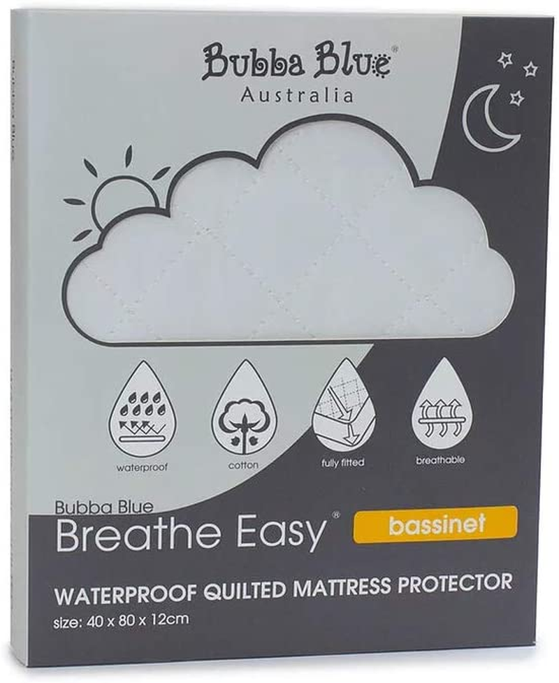 Bubba Blue Breathe Easy 40X80Cm Waterproof Quilted Mattress Protector Bassinet image number 2