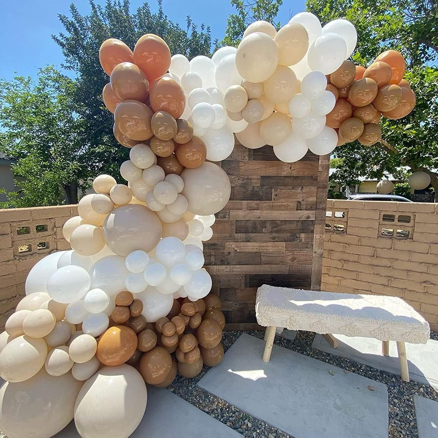 Nude Balloon Arch Kit, Beige Balloons Garland Kit for Birthday Decoration, 137 Pcs Khaki Brown Beige White Balloons, Nude Balloon Arch for Birthday Party, Baby Shower Decorations image number 2