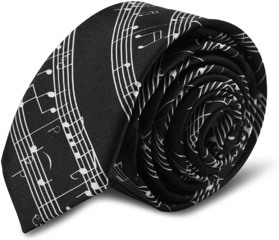 Mens Necktie Music Note Tie Novelty Bussiness Neckties Wedding Ties Fathers Day Birthday Gifts for Husband Father Musician Music Lovers Gift