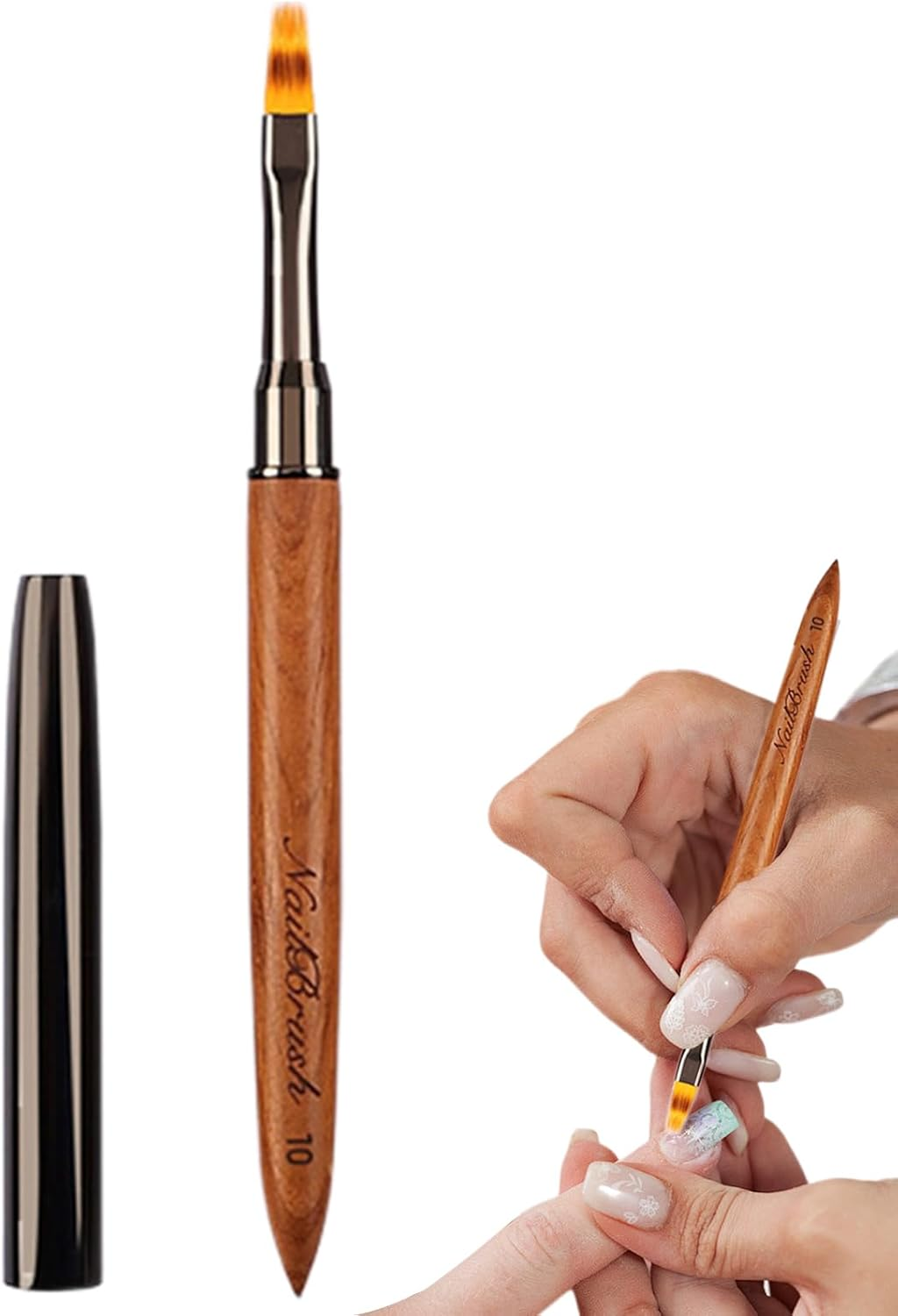 Nail Design Brushes,Nail Design Painting Brushes - Sandalwood Polish Brush for Thin Details, Fine Drawing, Long Lines, Home Use and Professional Salon image number 1