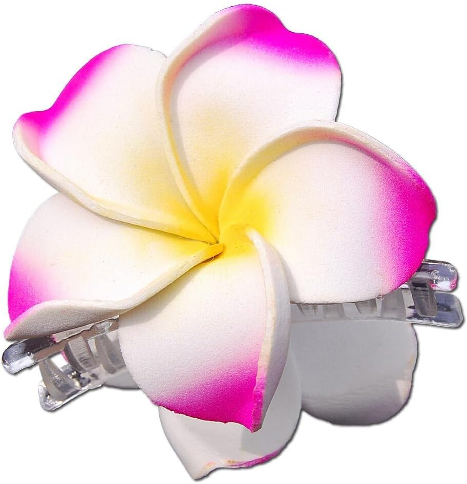SEESTERN Bali Hawaii Hair Clip 2 Frangipani Flowers Made of Foam Rubber Hair Clip / FBA_1301 Purple image number 1