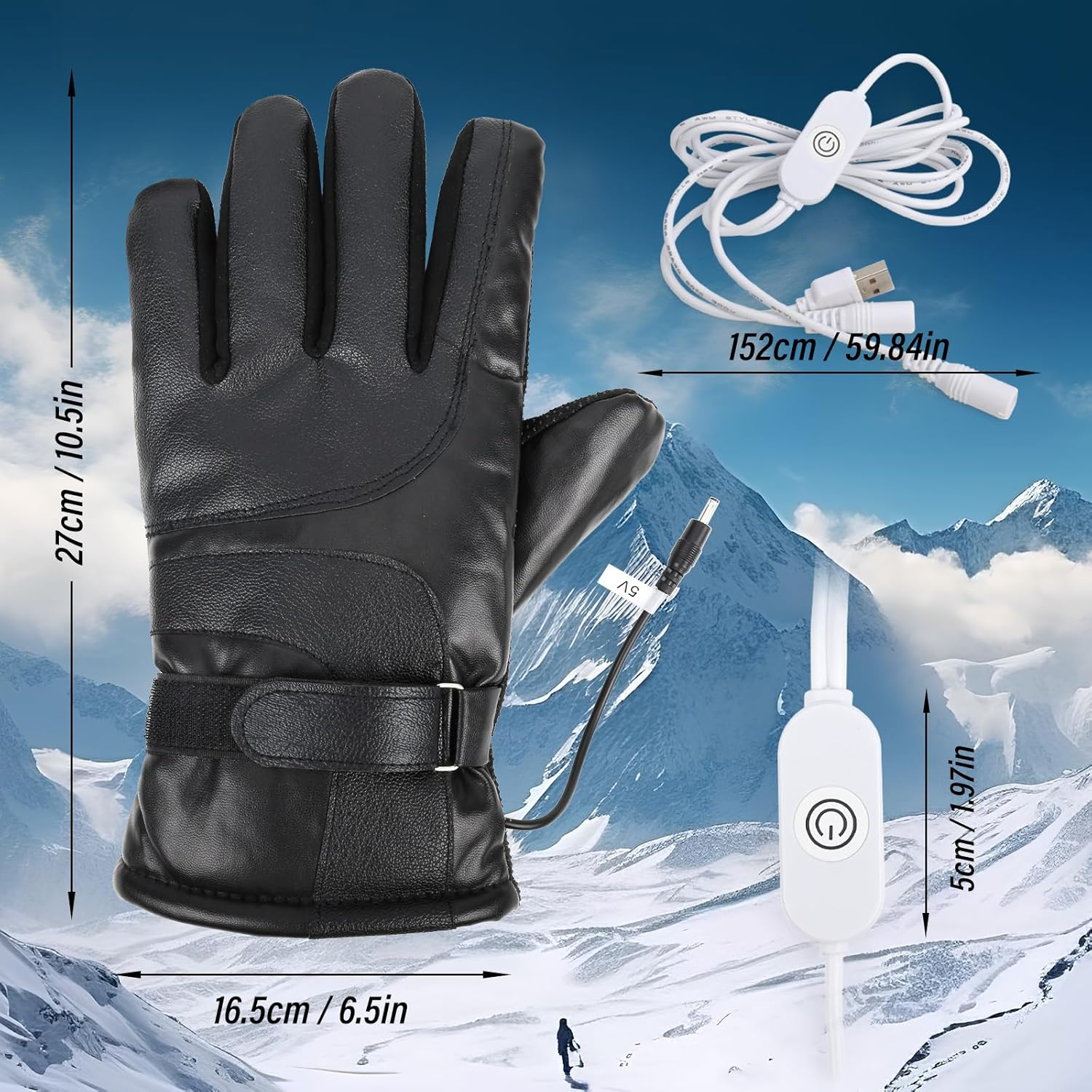 Fiohiros USB Heated Gloves for Men and Women Adjustable Temperature with Smart Heat Control Warm and Breathable Winter Gloves for Outdoor Cycling Skiing Commuting and Office Use