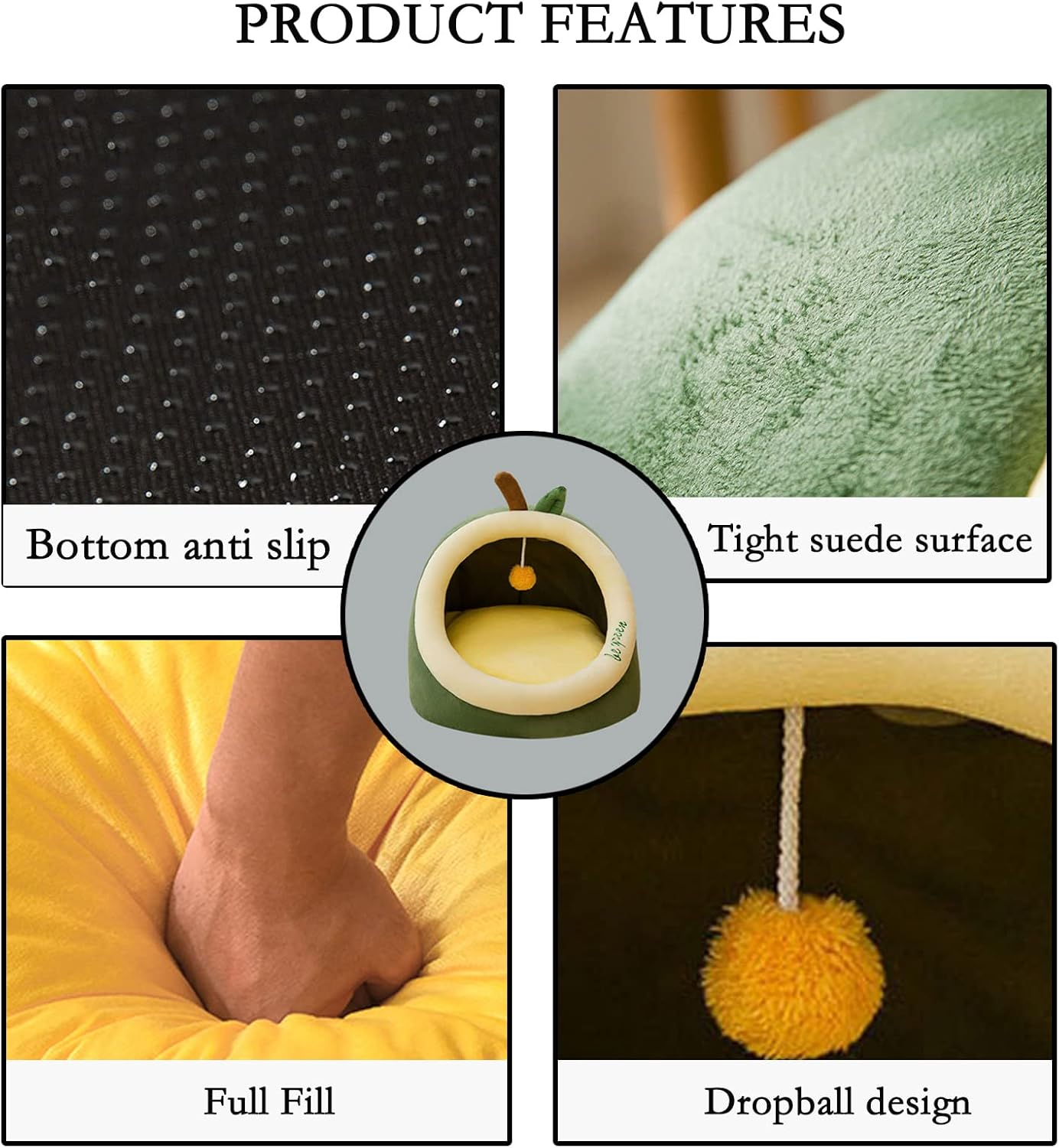 Cat Bed, Self-Warming Cat Tent Cave for Kittens and Small Dogs Semi-Closed Cat House Hut with Washable Cushion for Outdoor and Indoor (Yellow Penguin, Small) image number 1