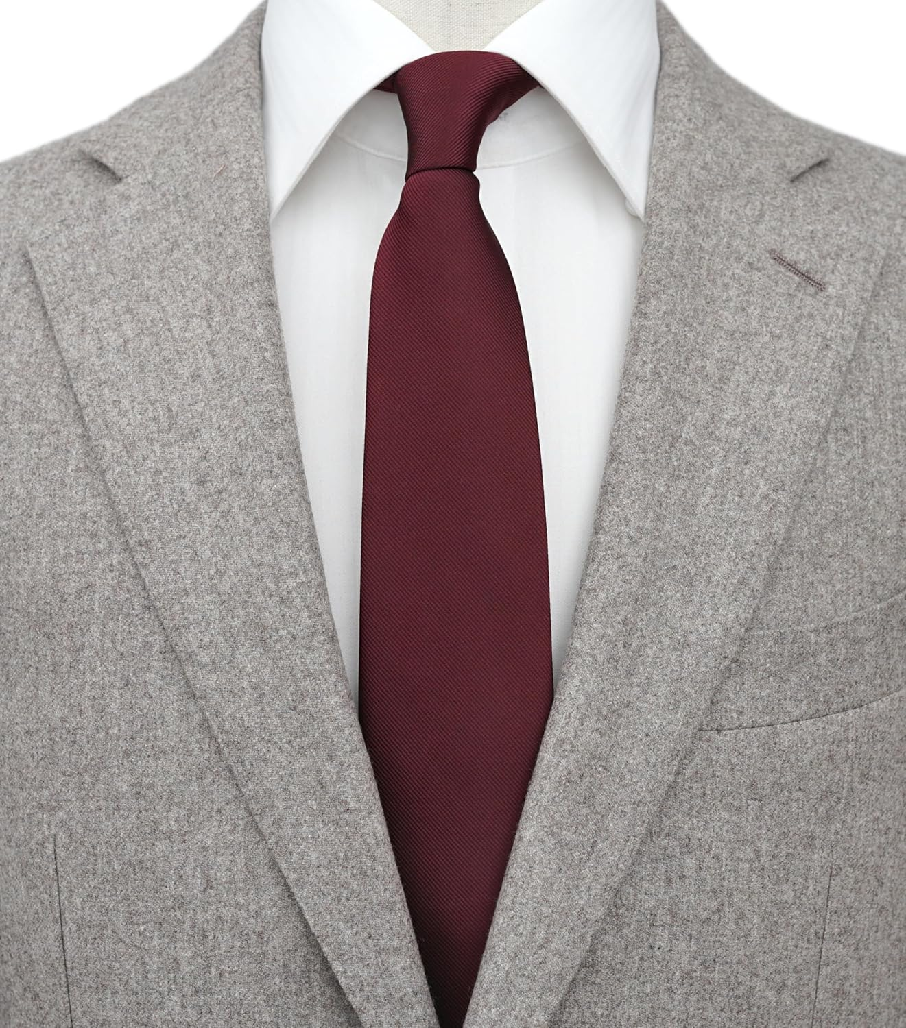 Regular Tie and Pocket Square for Men, Solid Color Necktie Set, 3.2 Inch Standard Width image number 2