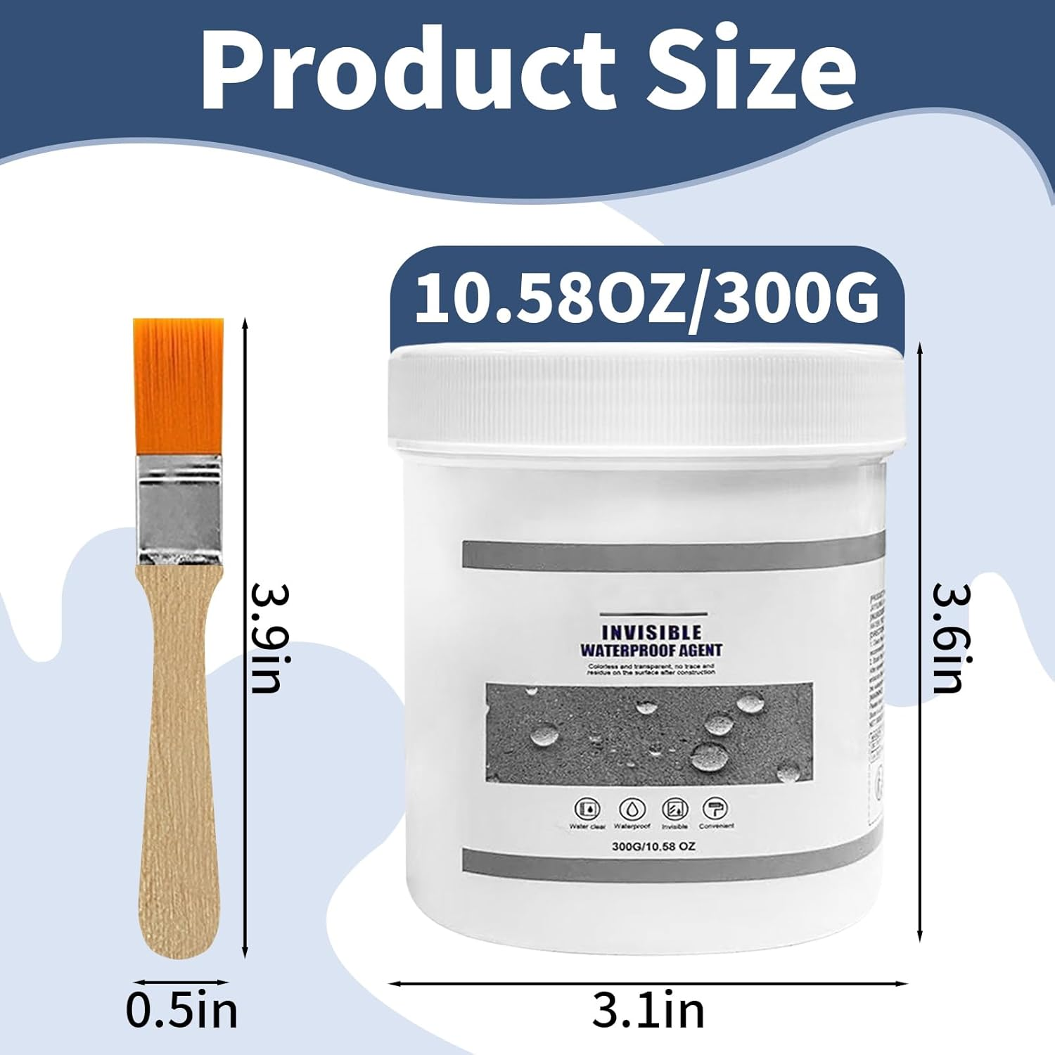 Transparent Waterproof Coating, Waterproof Sealant, Invisible Waterproof Agent, Suitable for Waterproofing and Anti-Seepage on Concrete and Ceramic Tile Surfaces(10.58 Oz)