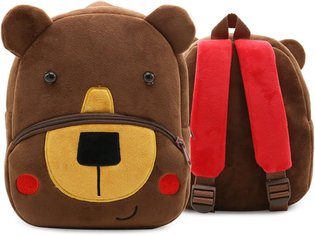 Cute Toddler Backpack Toddler Bag Plush Animal Cartoon Mini Travel Bag for Baby Girl Boy 1-6 Years (Bear) image number 1