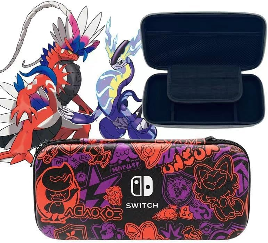 Carrying Case for Nintendo Switch/ Switch Oled-Pokemon Scarlet and Violet Protective Hard Portable Travel Case Shell Pouch for Console & Accessories (Black) image number 4