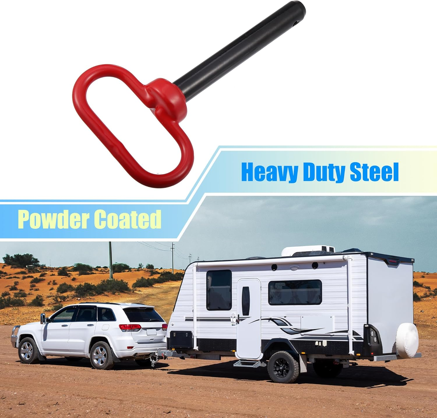 X AUTOHAUX 1Pcs 5/8" X 4" Trailer Towing Hitch Clips and Pins for Lawn Mower Trailer Towing Cargo Boat RV Car Truck Bike Tractor Tow Hitch Lock Pins Red Black image number 1