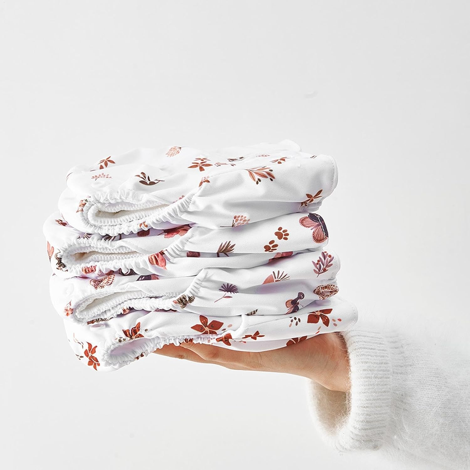 Cloth Diapers for Babies | Adjustable Washable Cloth Baby Diapers - 4X Absorbent Liners with 4 Inserts & 1 Wet Bag, Waterproof Cover for Toddler Boys Girls - A image number 2