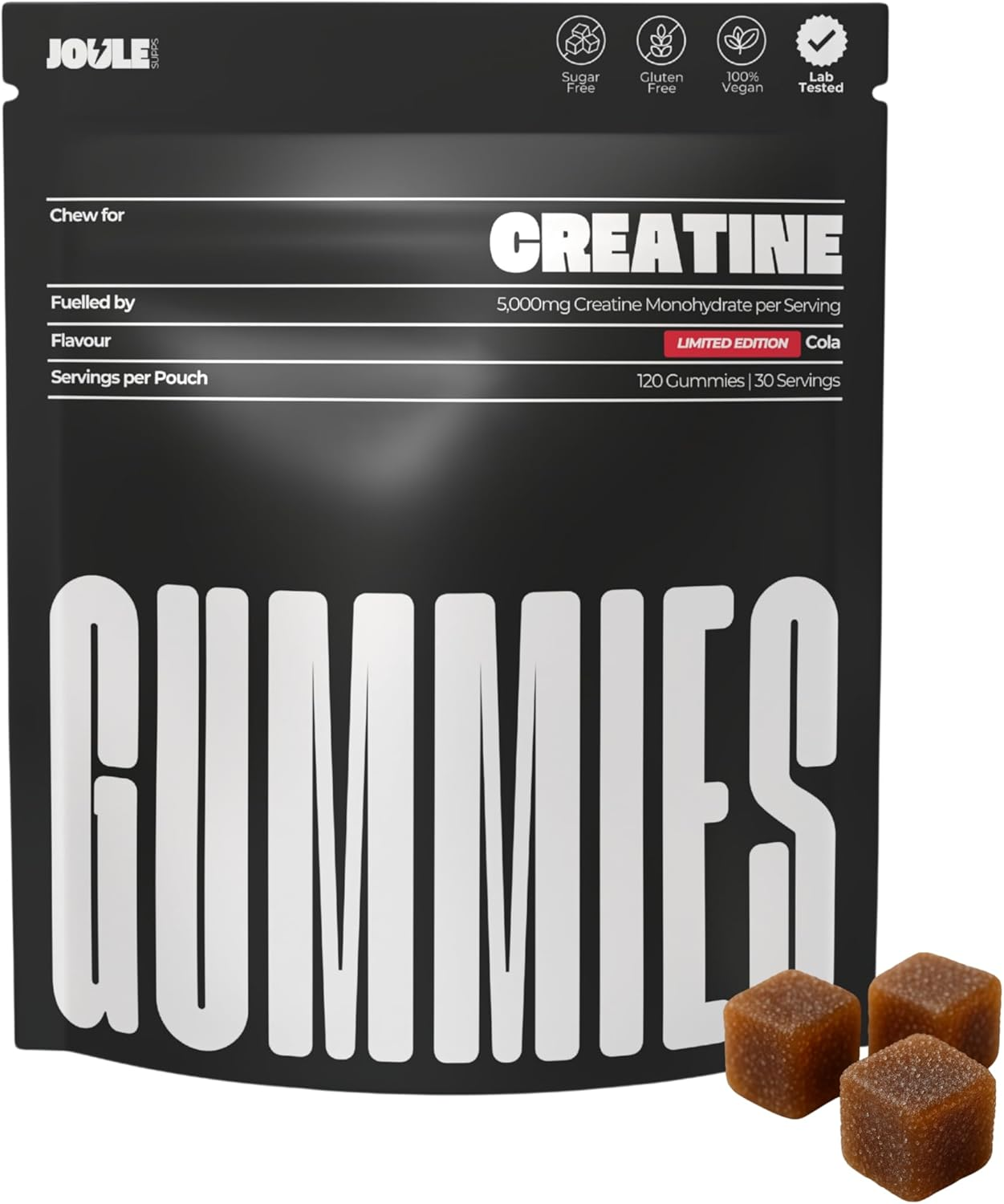 Creatine Monohydrate Gummies - 5,000Mg Creatine, 30 Servings (4 Gummies per Serving), 3Rd Party Lab Tested, Creatine Supplement for Men & Women, Electric Blueberry Flavour - Joulesupps image number 1