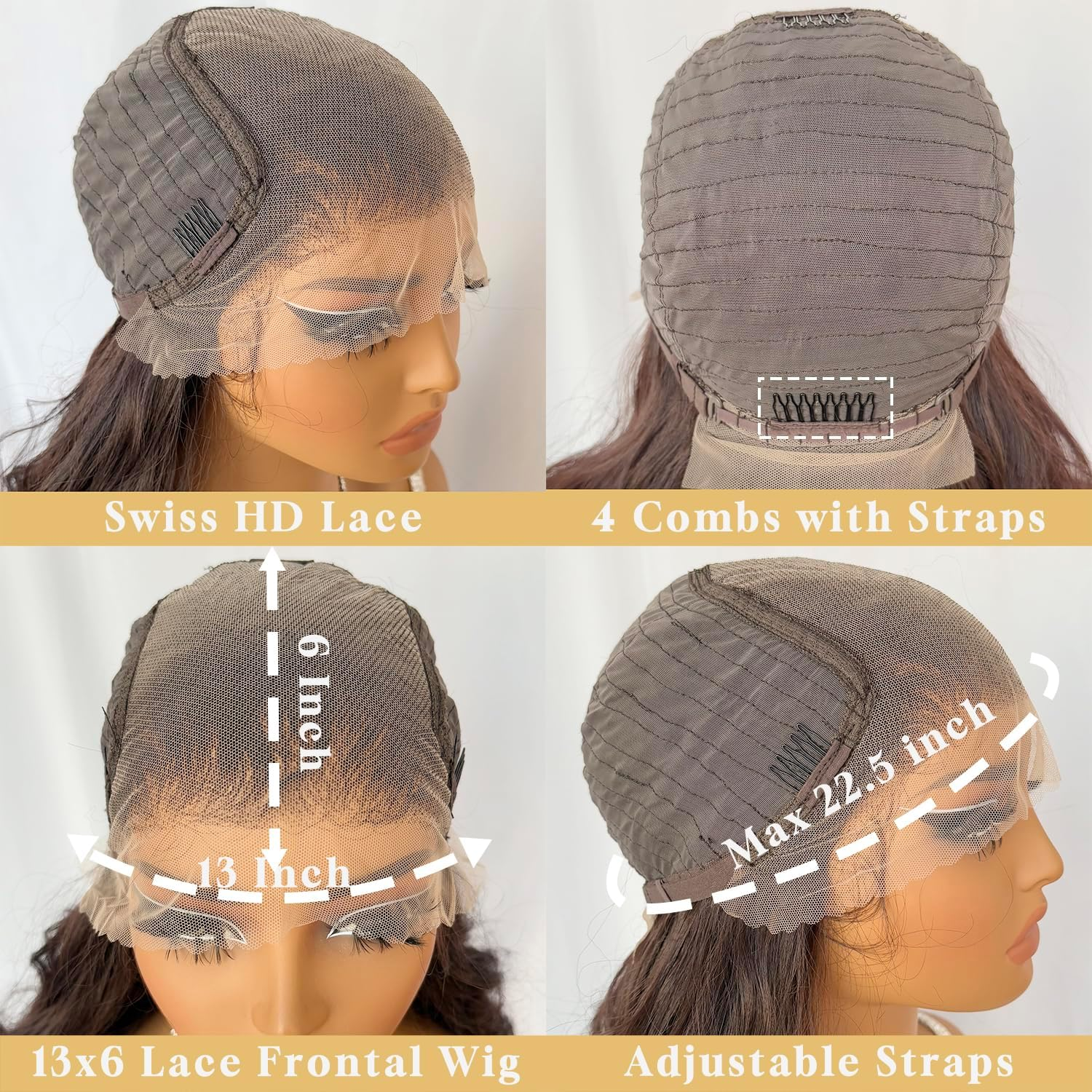 SOKU Ombre Brown Pre Plucked Wig with Baby Hair Wavy Lace Front Heat Resistant Wigs for Women for Daily Wear/Cosplay/Performance image number 6