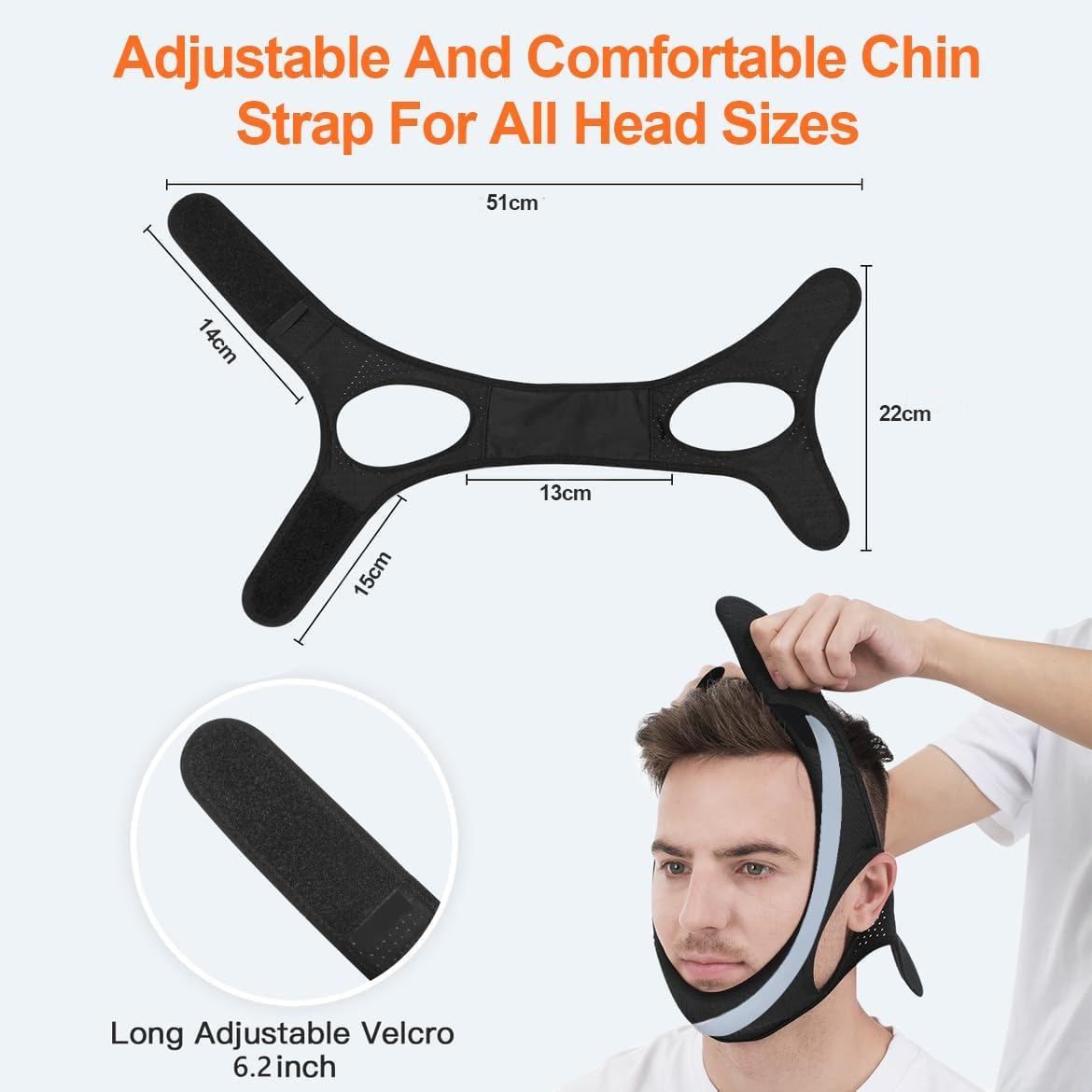 Upgraded anti Snore Device, anti Snore Chin Strap, Skin-Friendly, Breathable Chin Strap for Sleeping, Adjustable anti Dry Mouth Chin Strap image number 3
