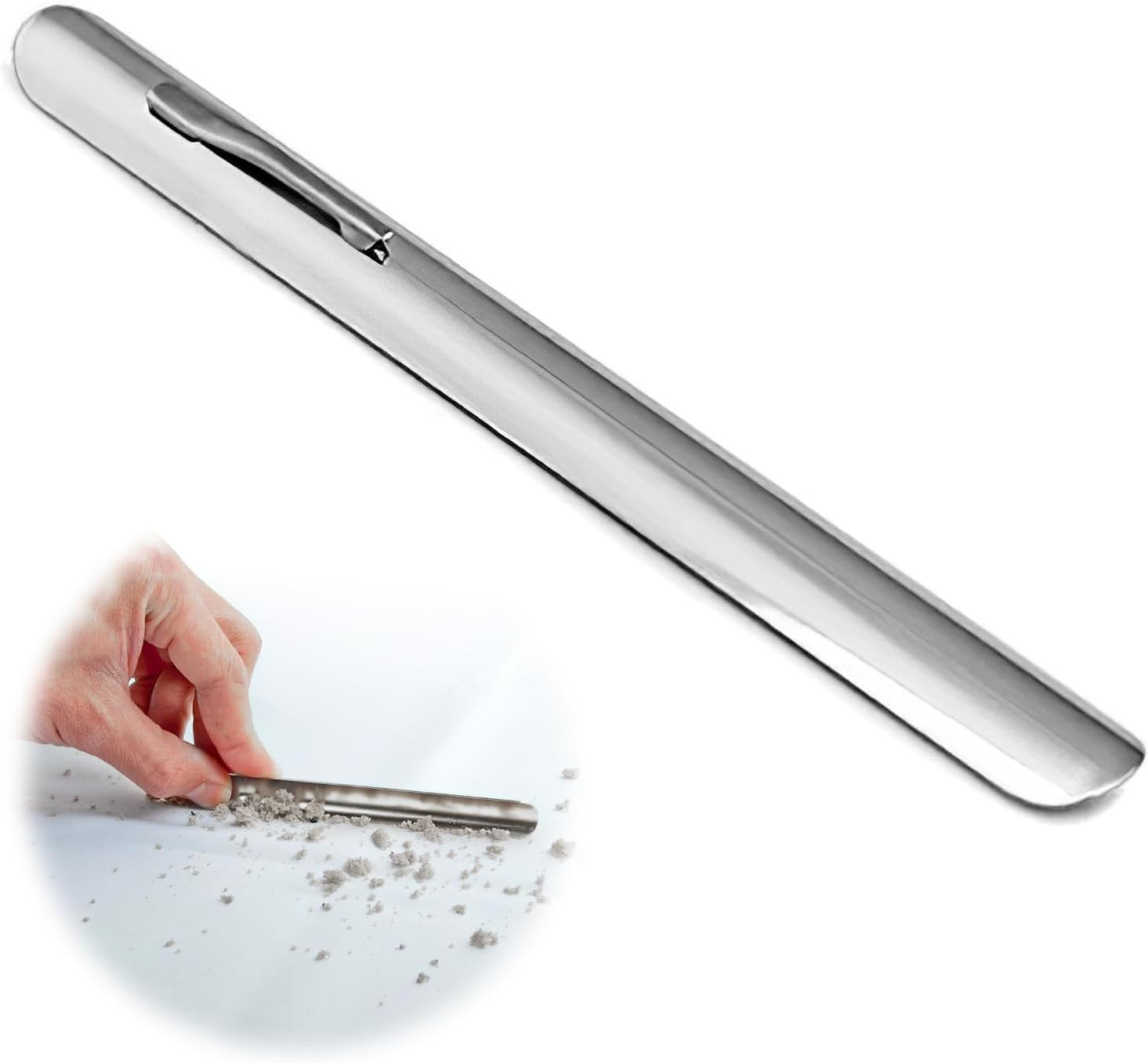 Crumb Remover, Stainless Steel, Curved Edge, Table Brush, Crumb Brush, Table Sweeper, Clip - Accessories for Cleaning Tablecloths, Shovel for Food Leftovers - Compact Aid for Dining Tables (2 Pieces)