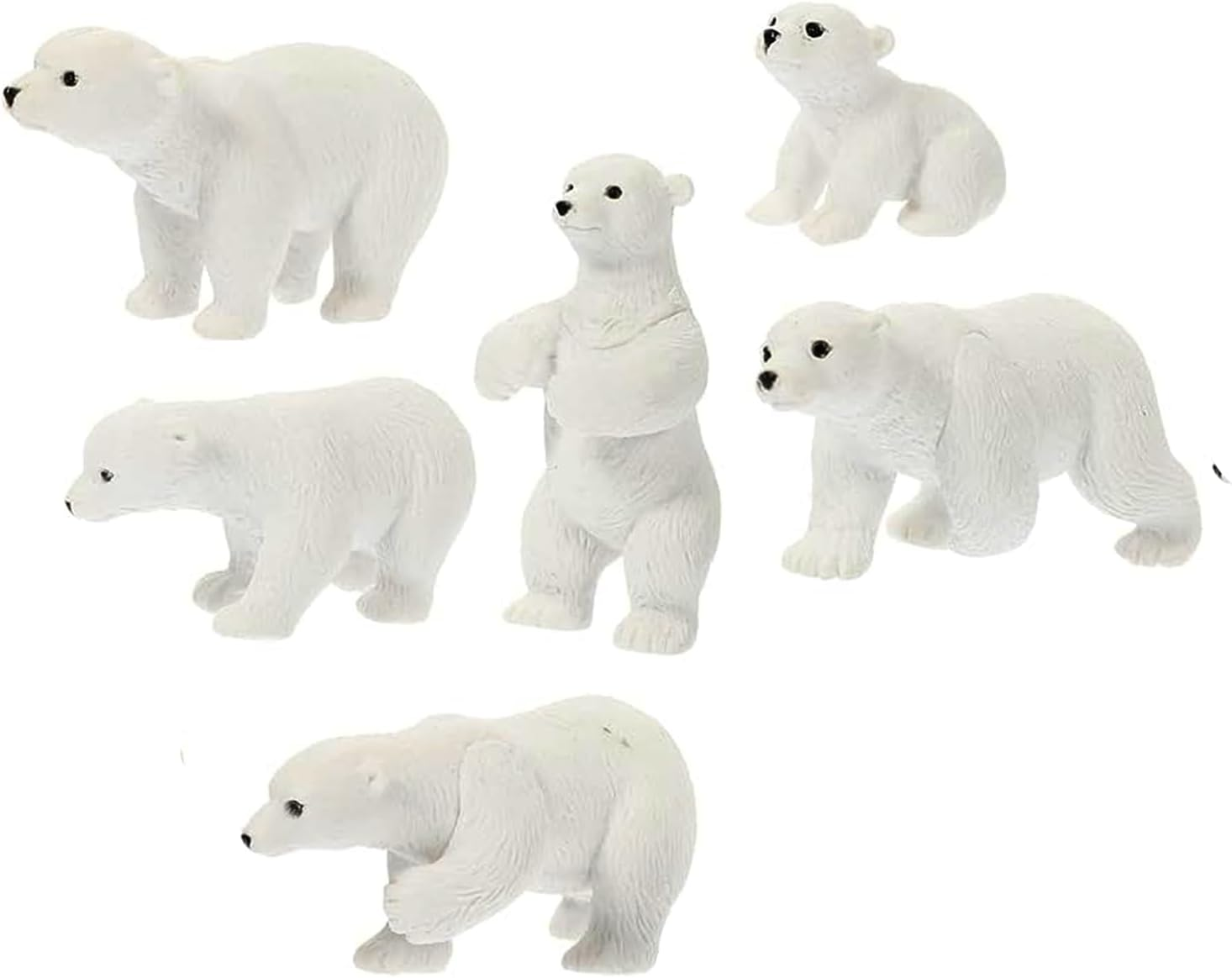 Ksngtixe 6Pcs Miniature Polar Bear Figurines - Cute White Bear Adornments, Durable Compact Animal Decor for Micro Landscape, Home & Garden image number 1