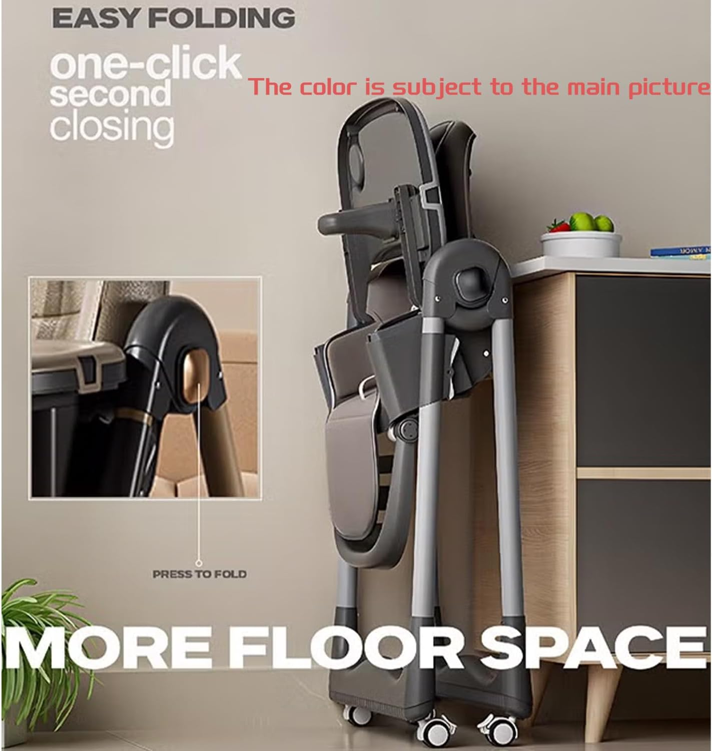 4 in 1 Baby High Chair for Dining & Feeding &ndash; Adjustable Toddler Highchair with 4 Wheels, Foldable & Portable Design, Bpa-Free Tray, Safe 5-Point Harness, Suitable for 6 Months to 6 Years image number 1