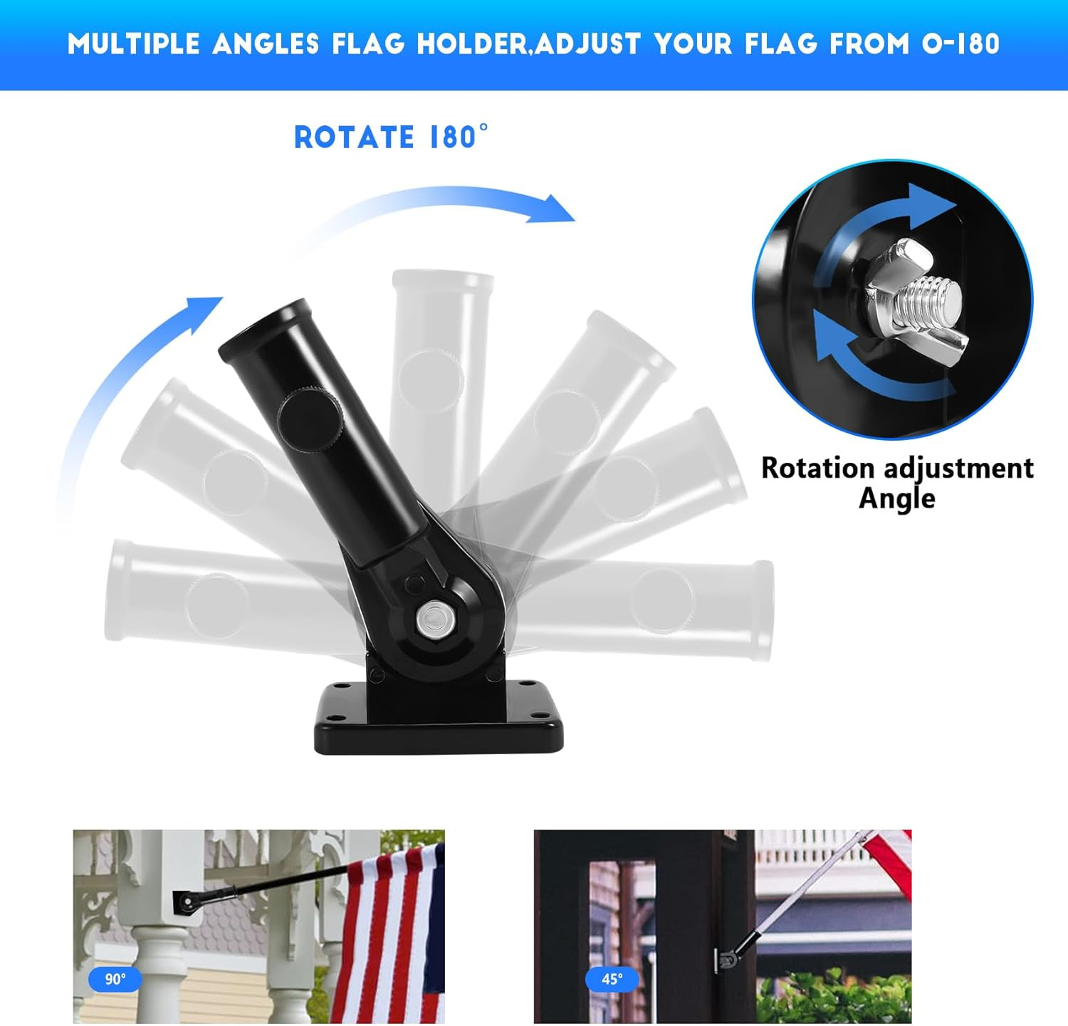 Metal Hitch Mount Flag Pole Mounting Bracket, Black image number 3