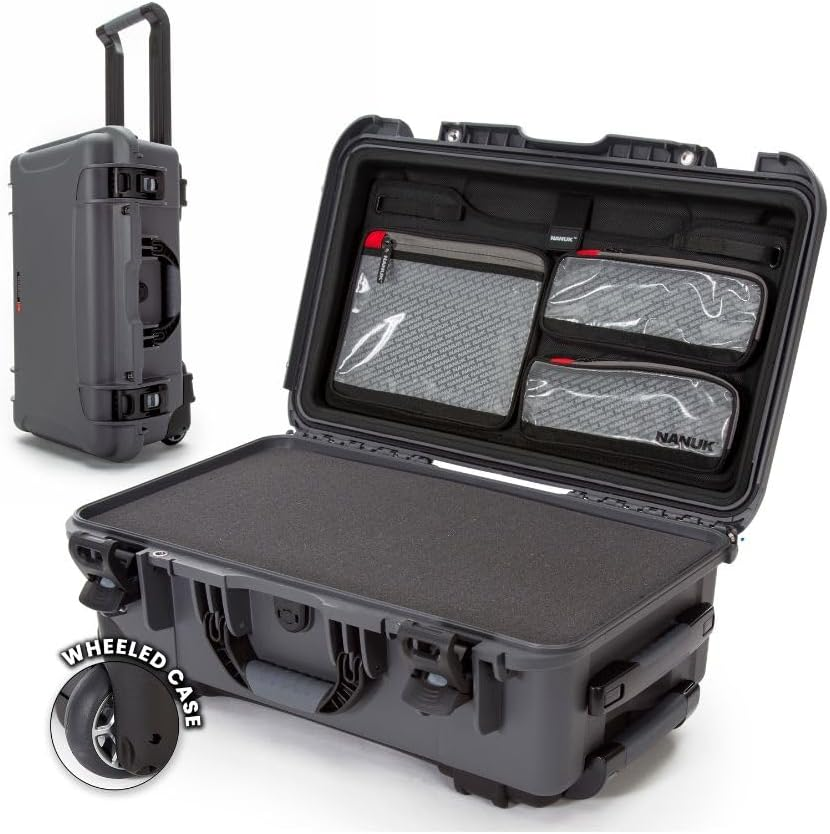Nanuk Wheeled Series 935 Lightweight NK-7 Resin Waterproof Protective Case and Padded Divider - Graphite