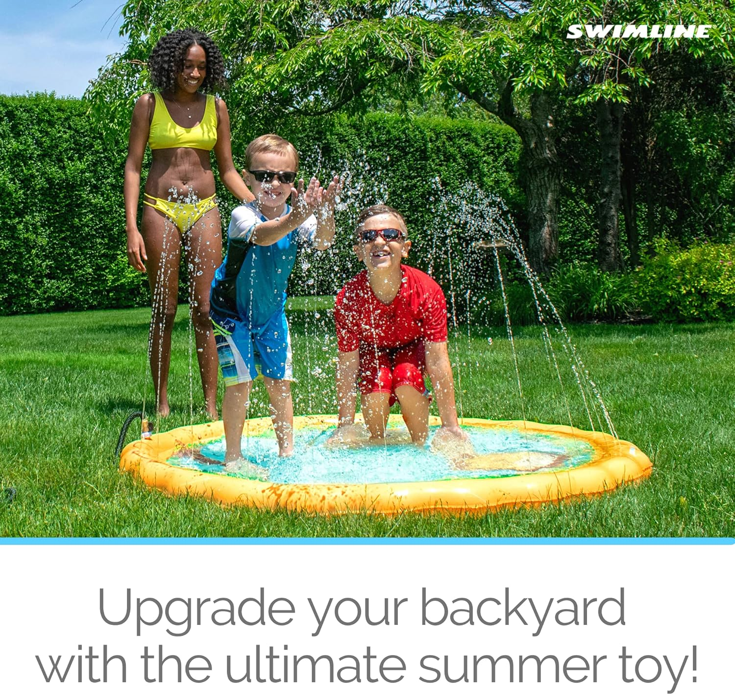 Swimline 68 Inch Sprinkler Mat and Splash Play Mini Pool Outdoor Water Toy Safari Adventure | for Kids and Family Fun | Exciting Backyard Water Action image number 1