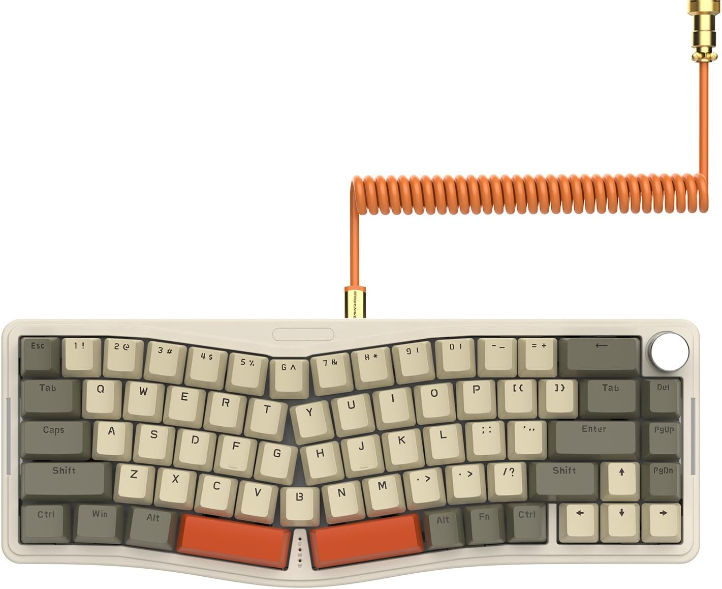 AKS068 65% Wired Mechanical Gaming Keyboard with Coiled Cable, 68-Key Alice-Layout Mechanical Keyboard, RGB Hot Swappable Red Switches VIA/QMK Programmable Knob Gasket Mount for Win/Mac (Black)