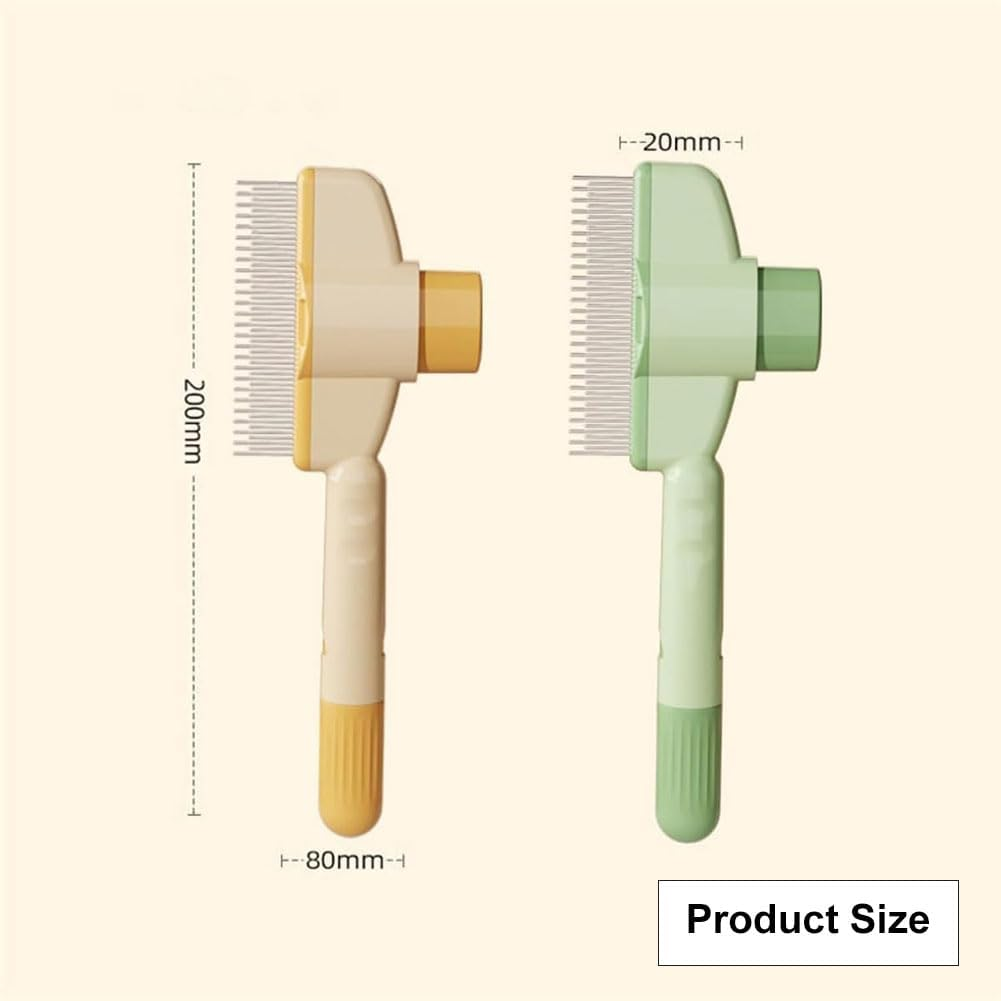 Cat Brush, Cat Brush, Fur Flash Brush, Fur Brush Cat, Flea Comb for Cats, Self-Cleaning Pet Brush, Lice Comb for the Care of Short and Long Hair, Yellow/Green, Pack of 2 image number 4