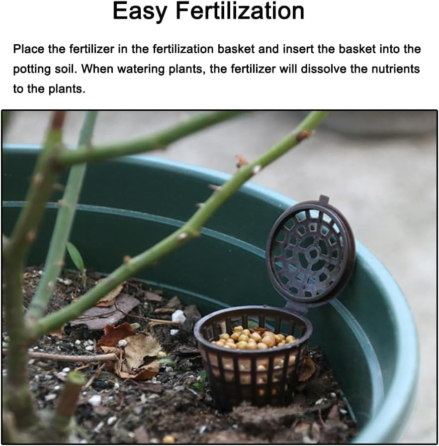 Tophomer 10 PCS Bonsai Fertilizer Basket with Lid, Large Garden Nursery Pots Planting Nutrition Cups Automatic Fertilizer Box for Orchids, Succulent. Small Plants image number 2