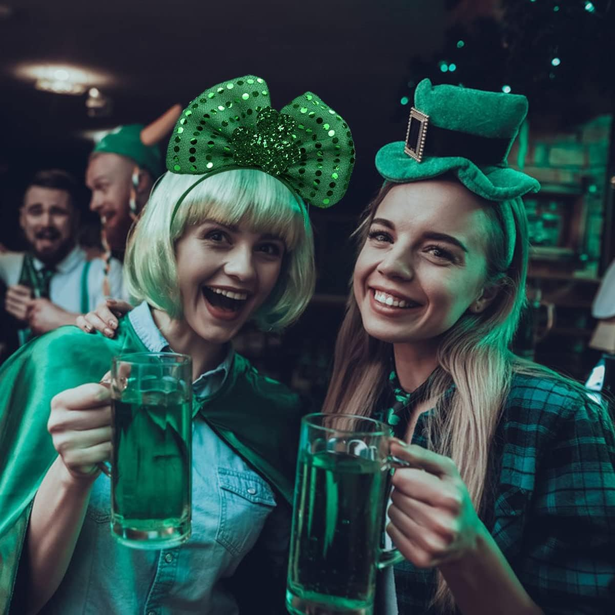 TOOBIT St Patrick'S Day Headband Green Shamrock Hair Bands Ireland Lucky Headband for Women Parade Costume Party Accessories image number 5