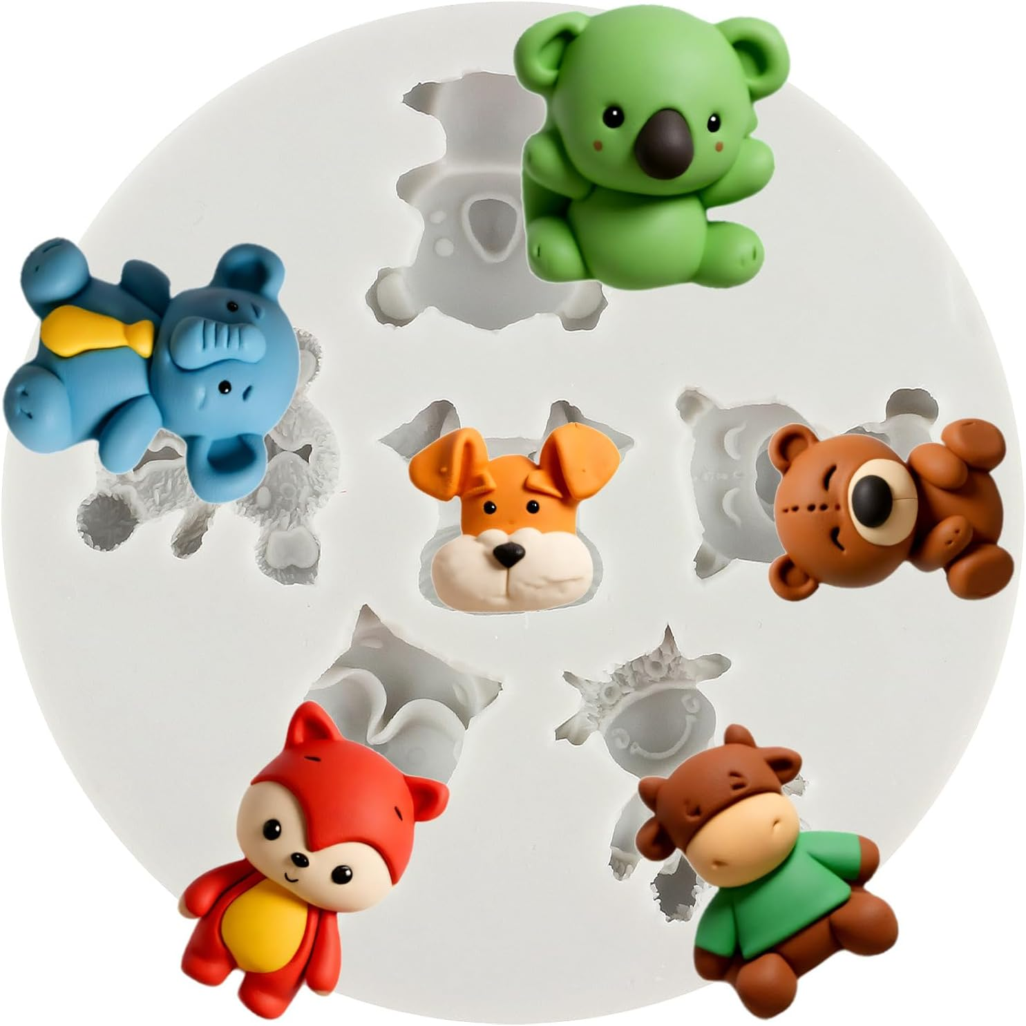 Sijiangmold Animal Fox Cub Deer Silicone Mould Fondant Moulds Baroque Style Scroll Frame Mould for Cupcake Topper Cake Decorating Candy Chocolate Rubber Paste Polymer Clay Set Of image number 2