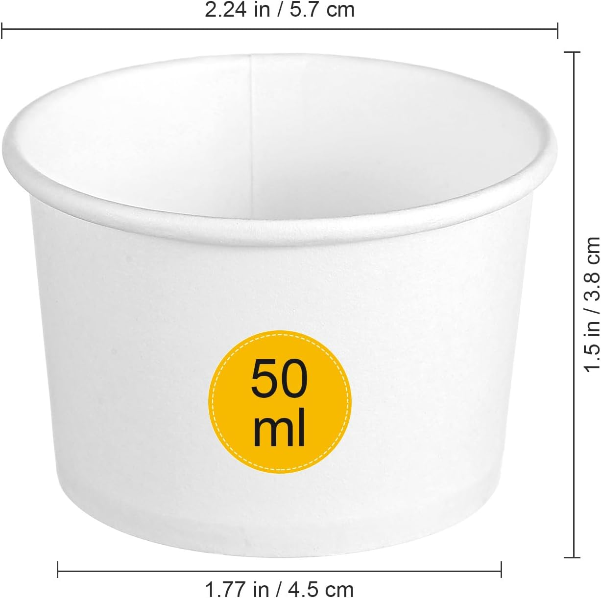 SOLUSTRE 100Pcs Disposable Paper Cups Small Ice Cream Cups White Paper Dessert Bowls for Hot or Cold Food Sundae Soup image number 1