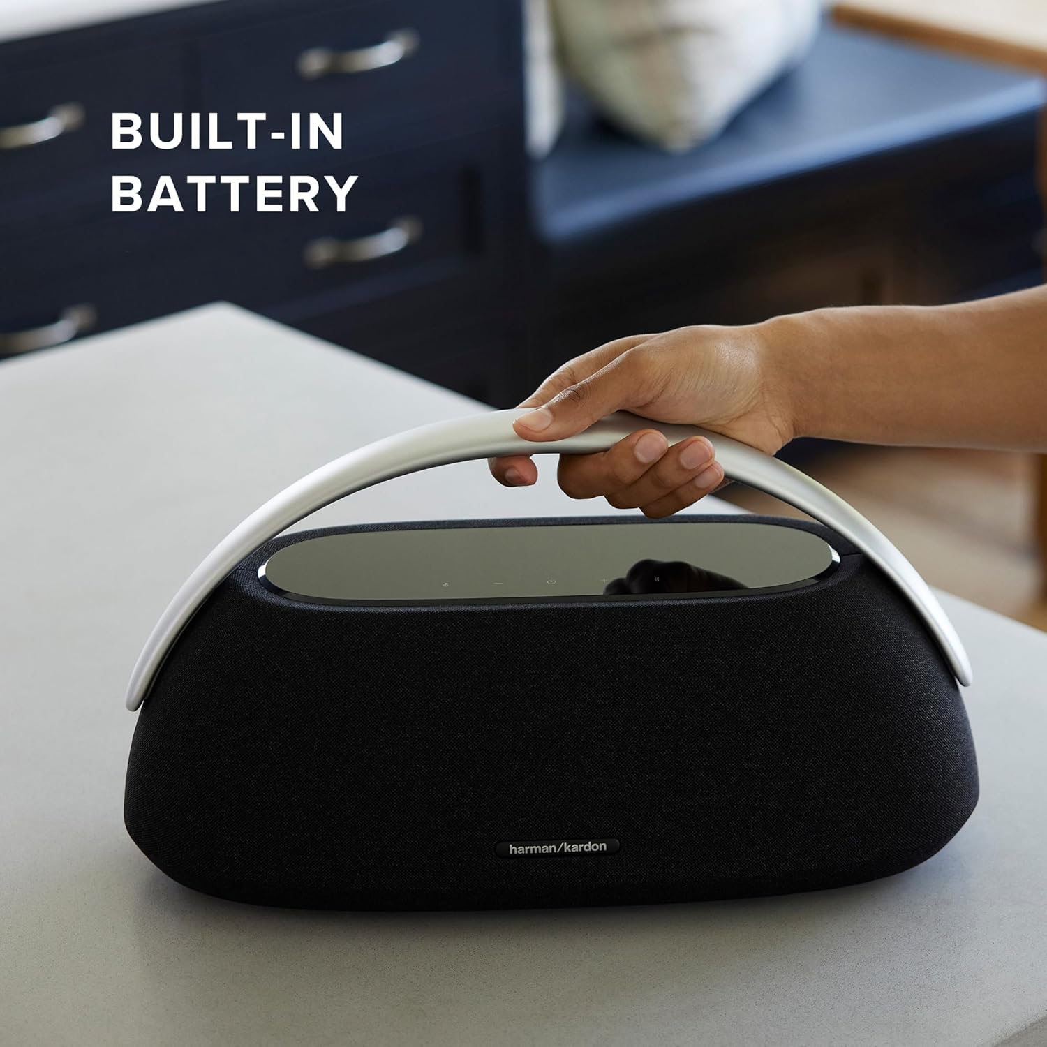 Harman Kardon Go + Play 3, Superior Sound Performance with Three-Way Speakers, Signature Design Elegantly Crafted with Premium Materials, Built-In Battery, Bluetooth Music Streaming, Grey - Black image number 3