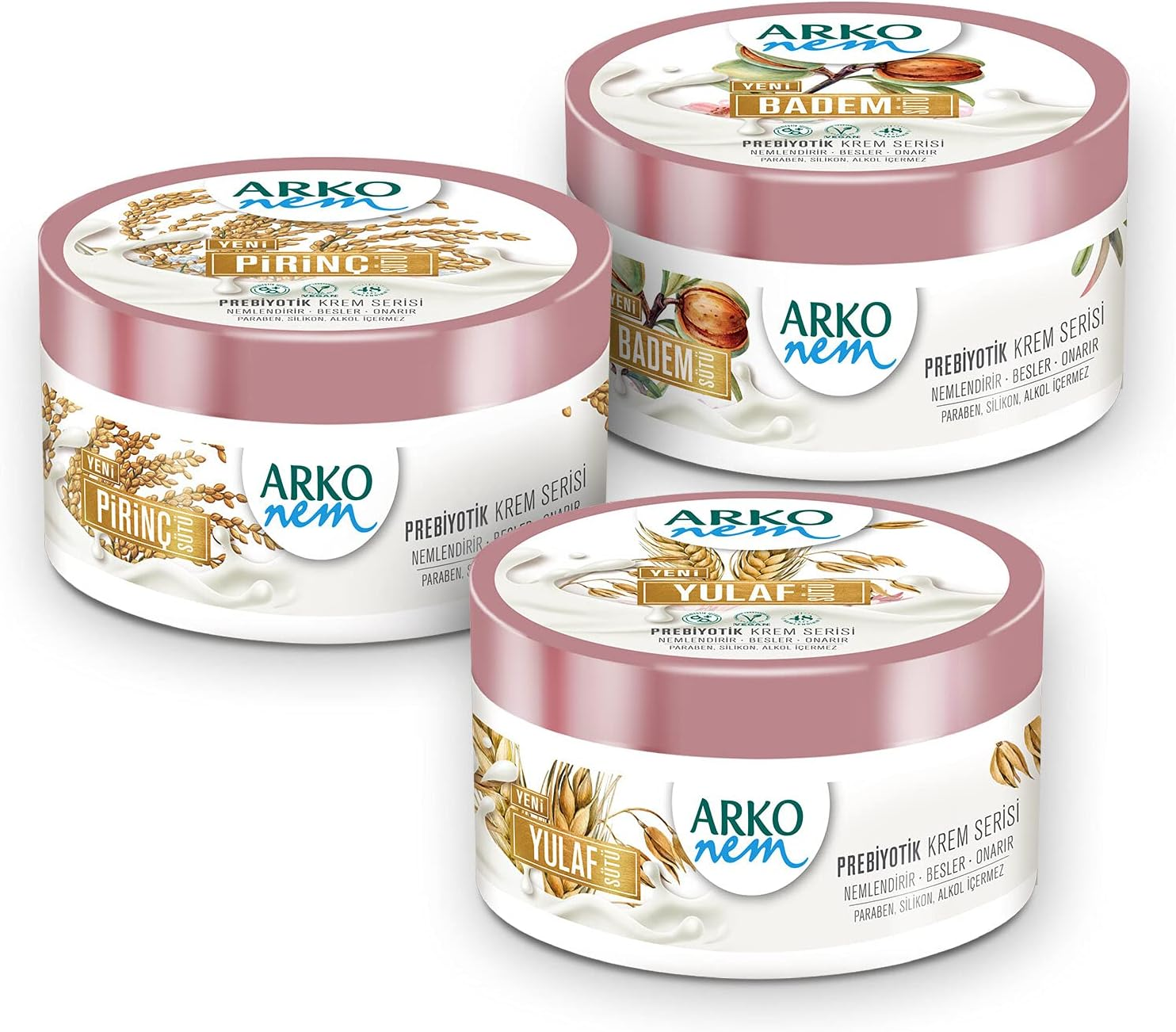 Arko Nem Prebiotic Vegan Face Body Skin Cream 250 Ml Free from Paraben Silicone Alcohol Moisturising up to 48 Hours Day Cream for Women Children Men (Almond Milk) image number 4