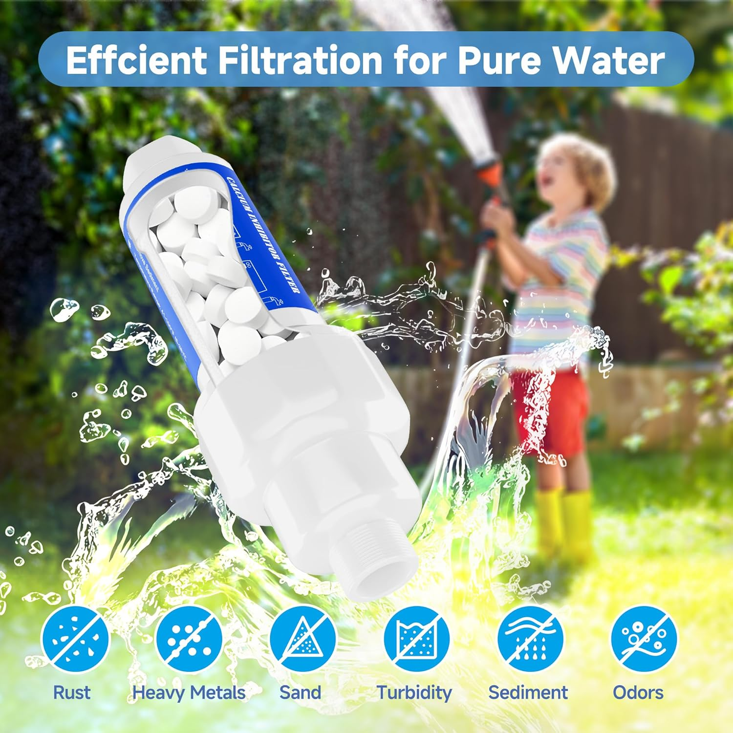 Mornajina Calcium Inhibitor Filter for 3/4" Standard Garden Hose and Faucets, Inline Sediment Anti-Scale Mister Filter for Outdoor Misting System Mist Nozzle, Preventing Scale Buildup from Clogging Up image number 6