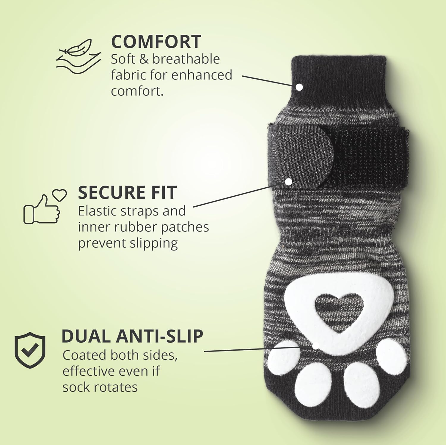 Non-Slip Dog Socks for Hardwood Floors - 6-Pack | Anti-Slip Toes to Prevent Licking Paws, Add Grip, and Provide Paw Protection | for All Ages and Senior Dogs - Large image number 2