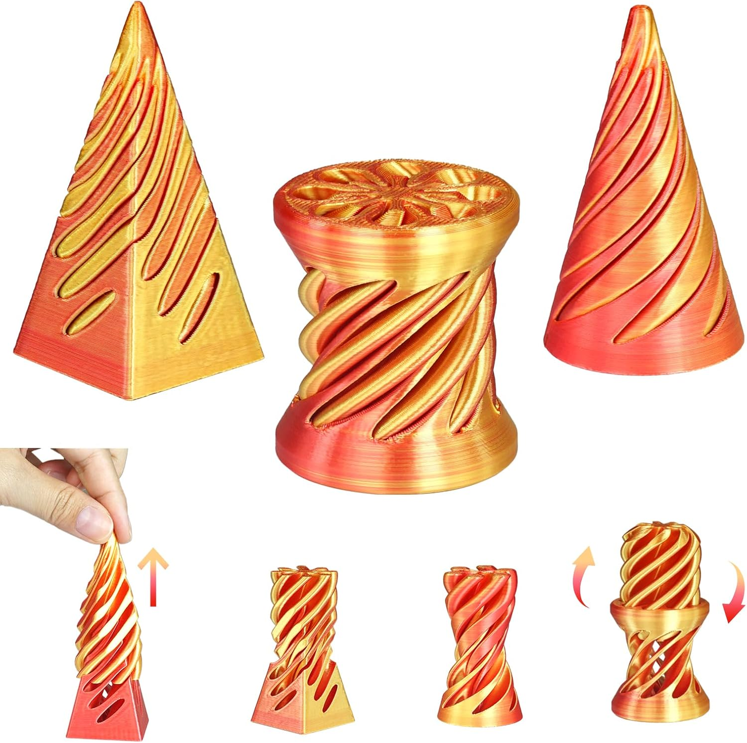 3 PCS Impossible Cone,Spiral Cone Fidget Toy,Impossible Pyramid Passthrough Sculpture,3D Printed Spiral Cone Fidget Toy,Desktop Decompression Toys,Gift,Birthday and Christmas Gifts (Purple+Black)