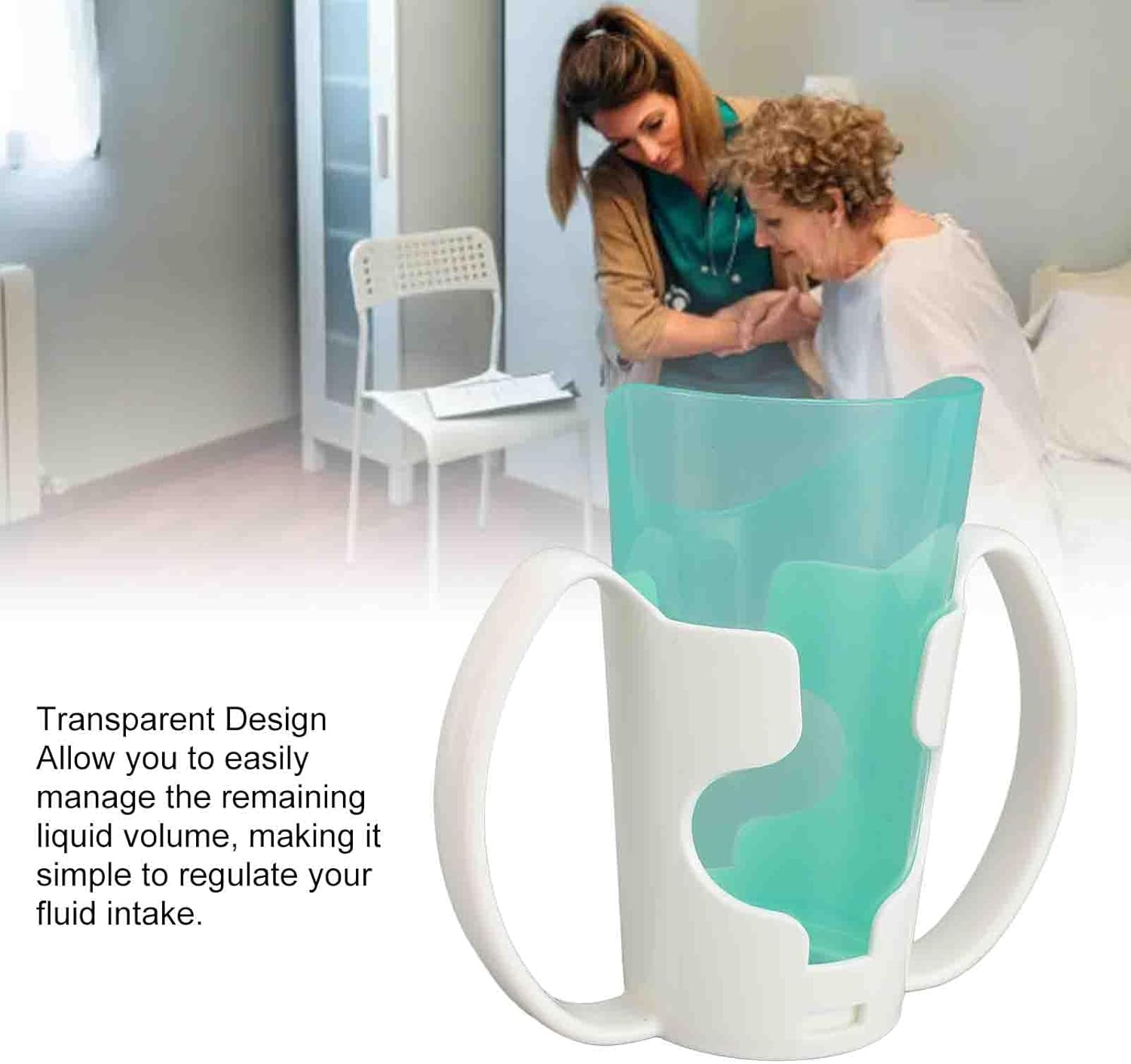 Nosey Cups, Patient Care Food Liquid Drinking Cup Mug with Holder, Beveled Mouth Handicap Cups for Elderly Care, Lightweight Drinking Cup for Elderly Adults Care Living Hospital image number 1