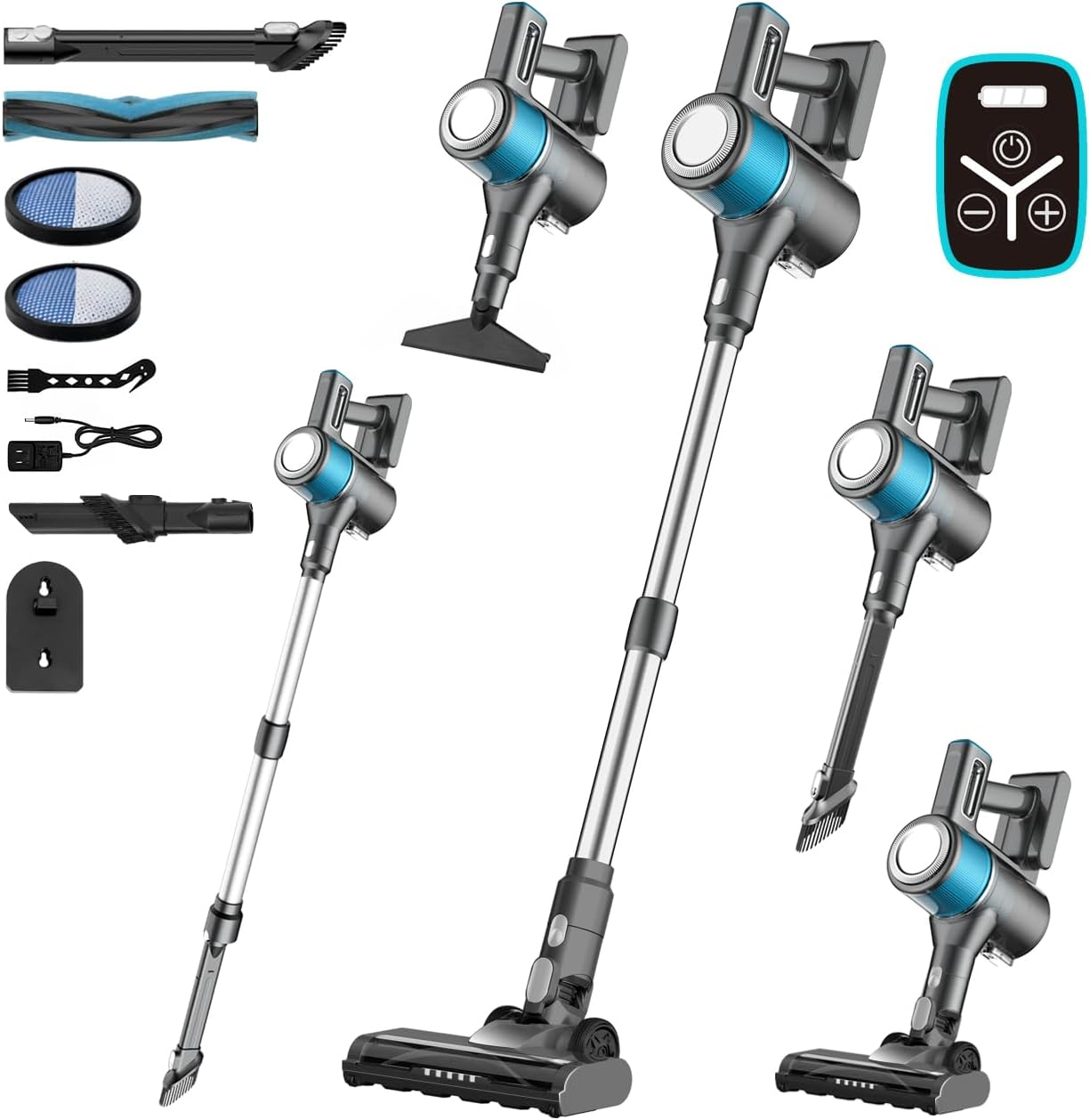 Cordless Vacuum Cleaner, 35Kpa 8In 1 Powerful Stick Vacuum, with Anti-Tangle Brush and LED Light, 2600Mah. 40Mins Runtime Rechargeable Lightweight Vacuums for Hardwood Floor, Carpet, Pet Hair