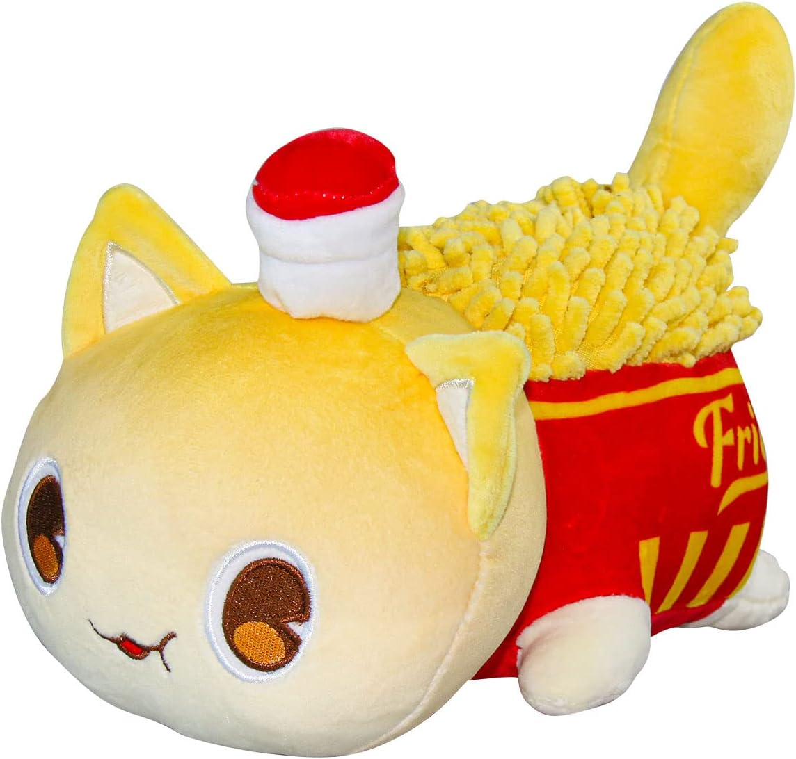 Stuffed Cat Plushies Toy, Cute Cat Plush Doll, Soft Cat Throw Pillow Decorations for Kids Adult Teenager Birthdays & Fans to Collect (Fries Cat)
