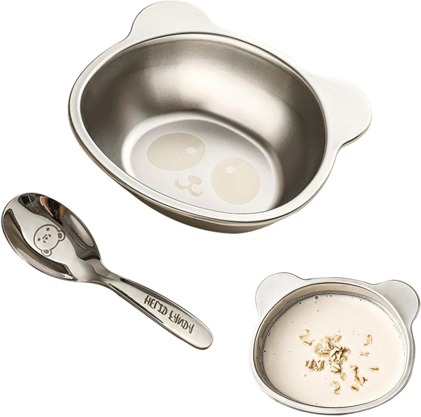 450Ml Stainless Steel Kids Bowls with Cartoon Animal Design,Lightweight, Durable, Ideal for Feeding, Camping and Fun Rice Serving during Travel image number 5