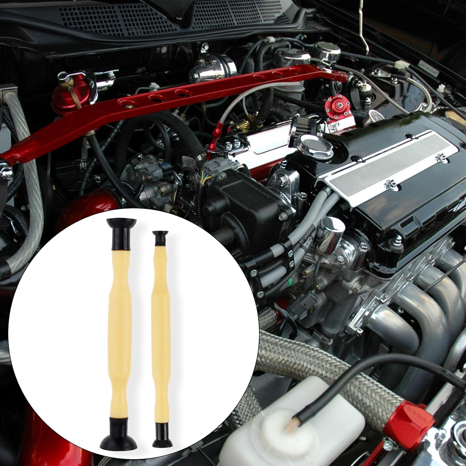 Gosknor 2Pcs Valve Lapping Tools, 2 Size Durable Valve Grinding Tool with Suction Cup and Comfortable Handle Valve Spring Compressor Tools Practical Maintenance and Repair Accessories image number 3