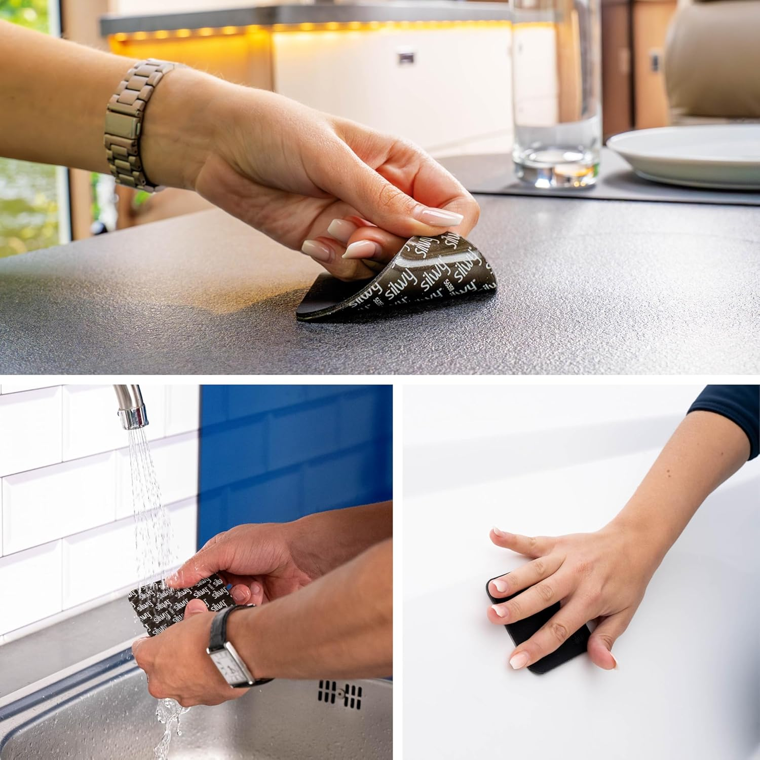 Silwy&reg; HIGH-TECH Plastic Magnetic Glasses Includes Metal Nano Gel Pads - Non-Slip Camping Glasses, Boat and Yacht Accessories (Sparkling Wine // 0.15L // Set of 2) image number 1