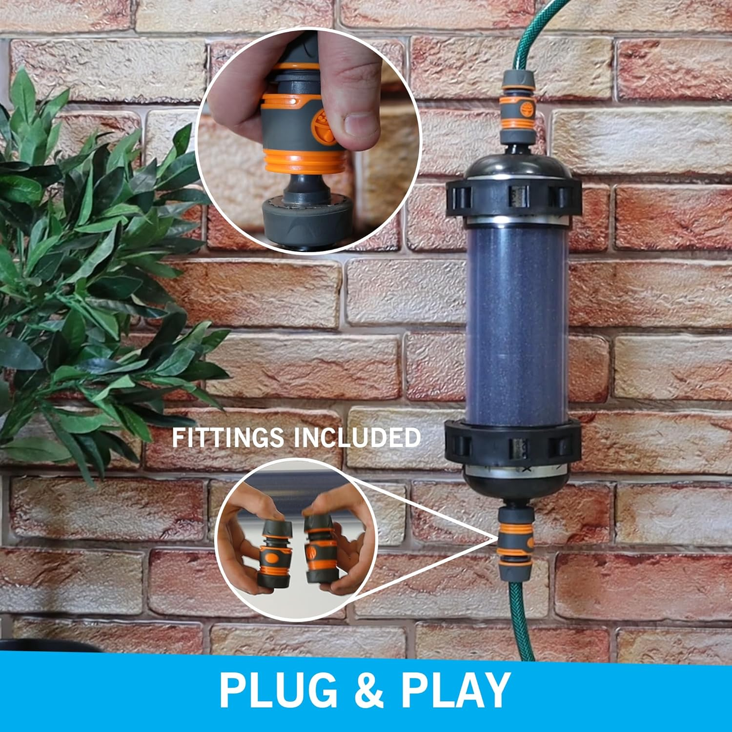 Evolution Aqua Pond Dechlorinator for Fish Ponds &ndash; Activated Carbon Chlorine Remover Garden Hose Inline Water Filter for Pond Tap Water Treatment / 12-Inch