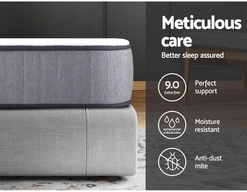 Giselle Bedding Double Mattress Bed Innerspring Foam Mattresses 23Cm Thickness, with 6-Coil Spring System and Breathable Topper, 5Yrs Warranty, Extra Firm, Greywith Vacuum Packed image number 3