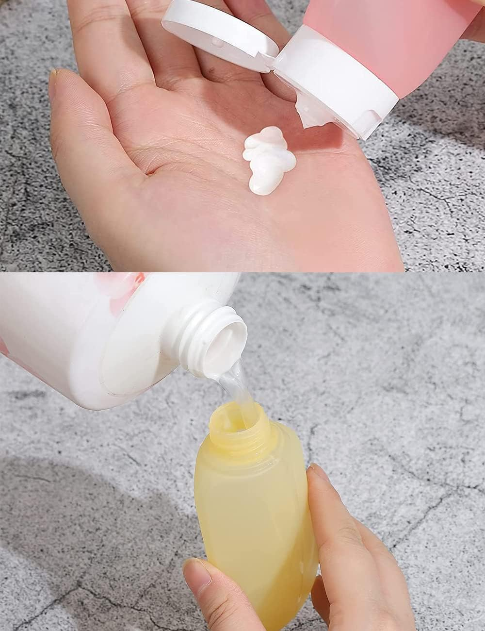 4 PCS PE Travel Bottles, 60Ml/Ea Leak Proof Clear Tubes Set for Toiletries, Squeezable Refillable BPA Free Toiletry Tubes Containers for Cosmetic Shampoo Lotion Soap Liquid with Stickers