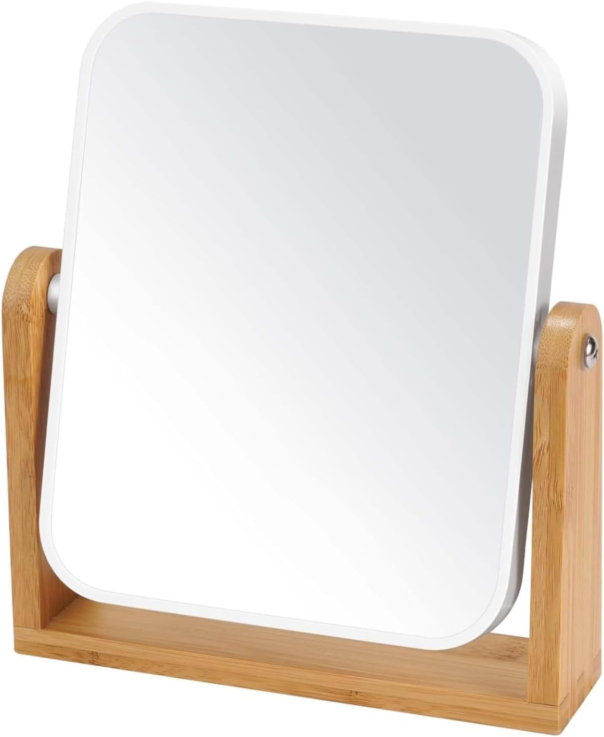Vanity Makeup Mirror with Natural Bamboo Stand &ndash; 1X/3X Magnification Double-Sided 360&deg; Swivel Magnifying Mirror, Tabletop Makeup Mirror for Bathroom or Bedroom, 8 Inch image number 1