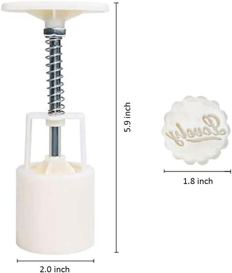 Mooncake Mold with 6 Stamps,Mid-Autumn Festival Hand-Pressure Flower Moon Cake Mould 50G DIY Decoration Mooncake Press Molds (Word) image number 6